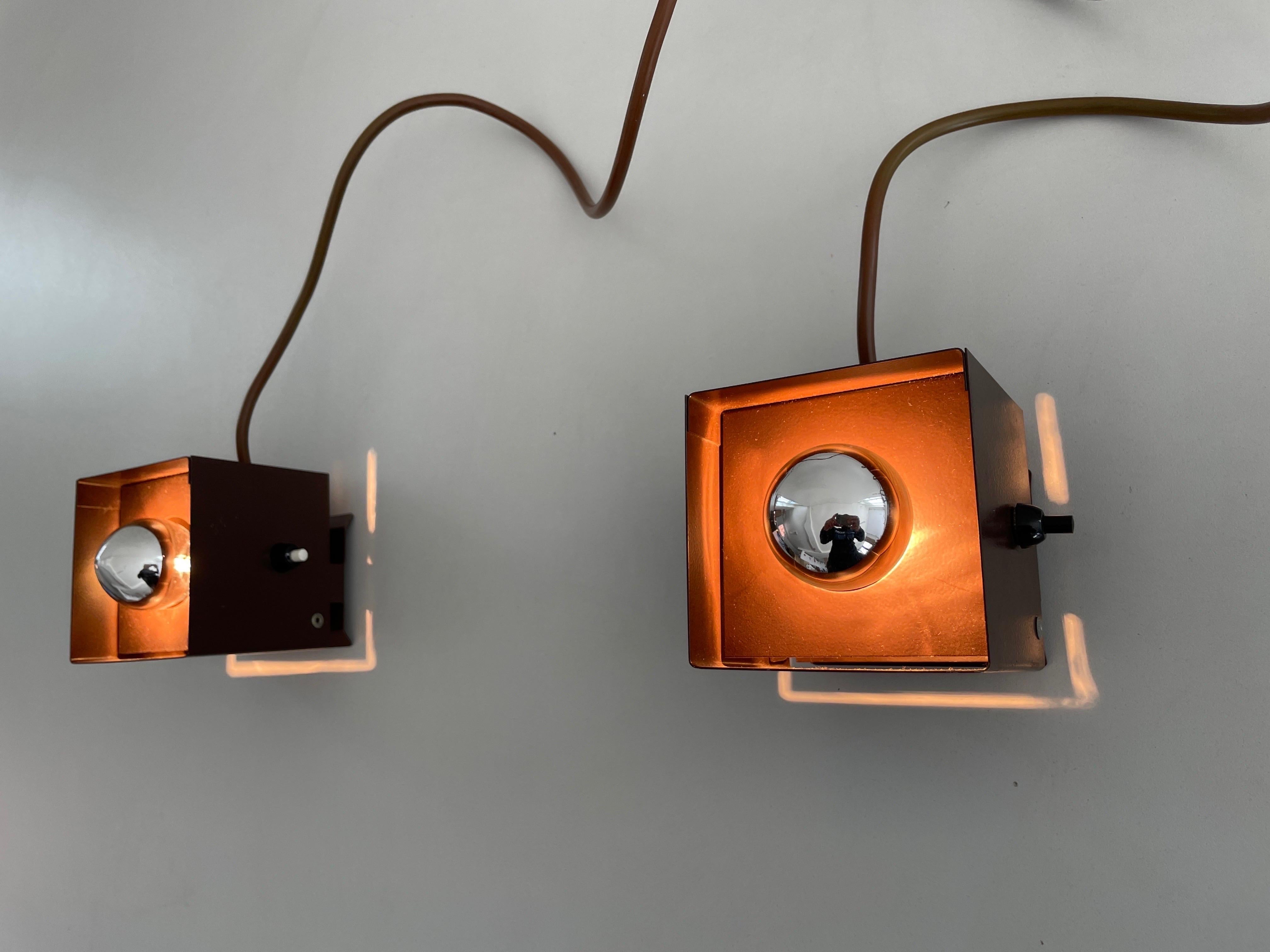 Cube Design Pair of Wall Lamps by Rudolf von Prusky, 1970s, Germany For Sale 10