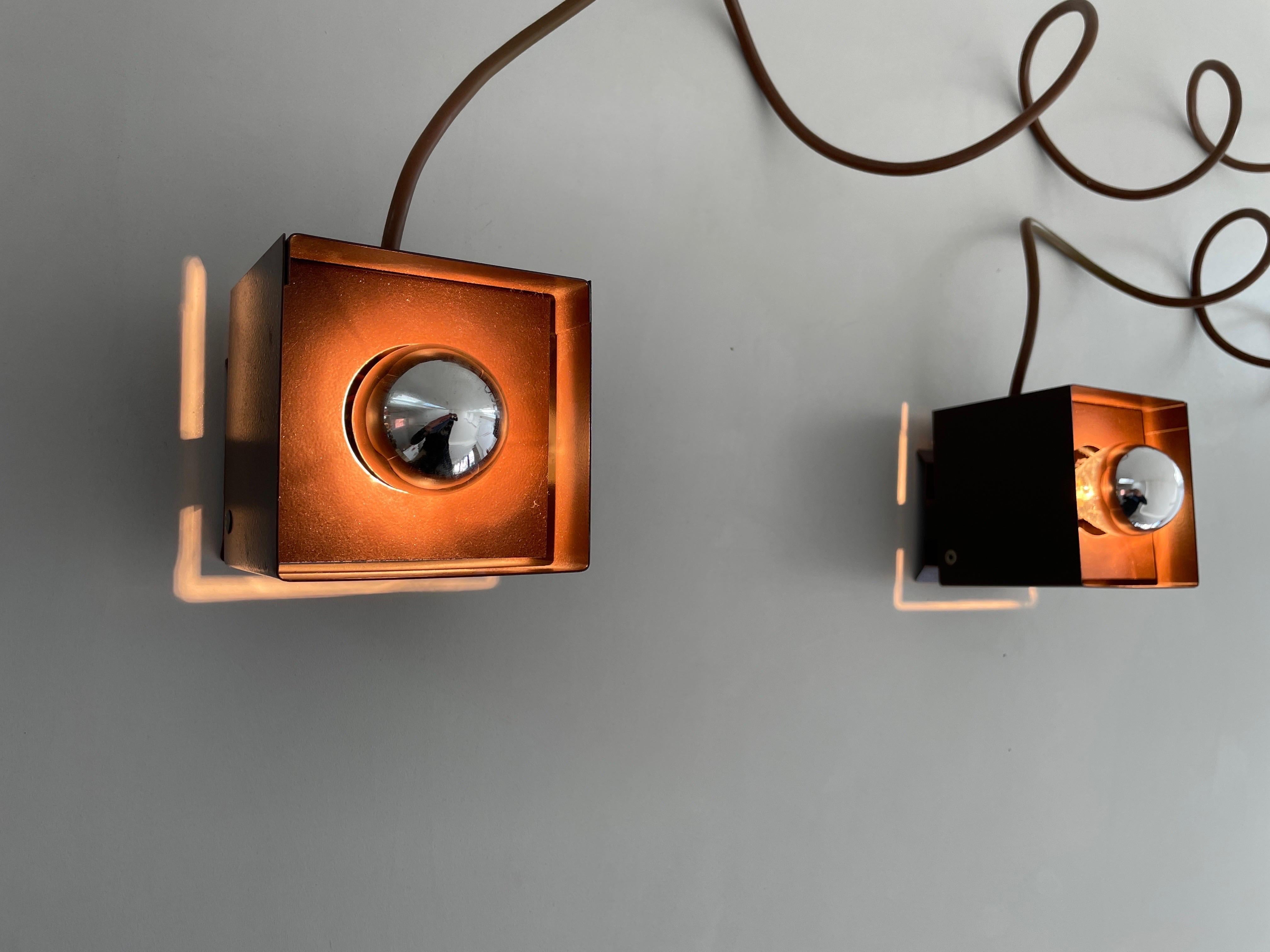 Cube Design Pair of Wall Lamps by Rudolf von Prusky, 1970s, Germany For Sale 11