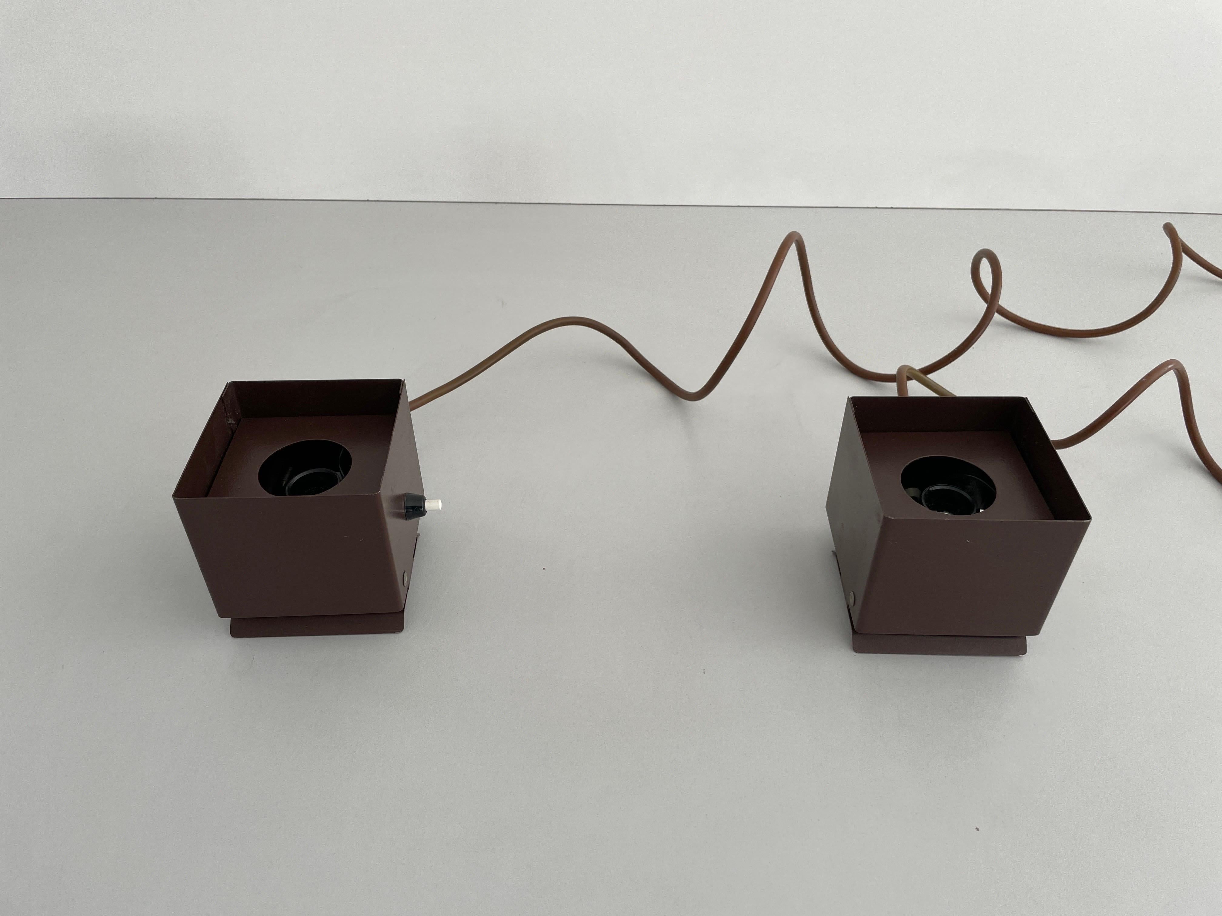 Cube Design Pair of Wall Lamps by Rudolf von Prusky, 1970s, Germany In Excellent Condition For Sale In Hagenbach, DE