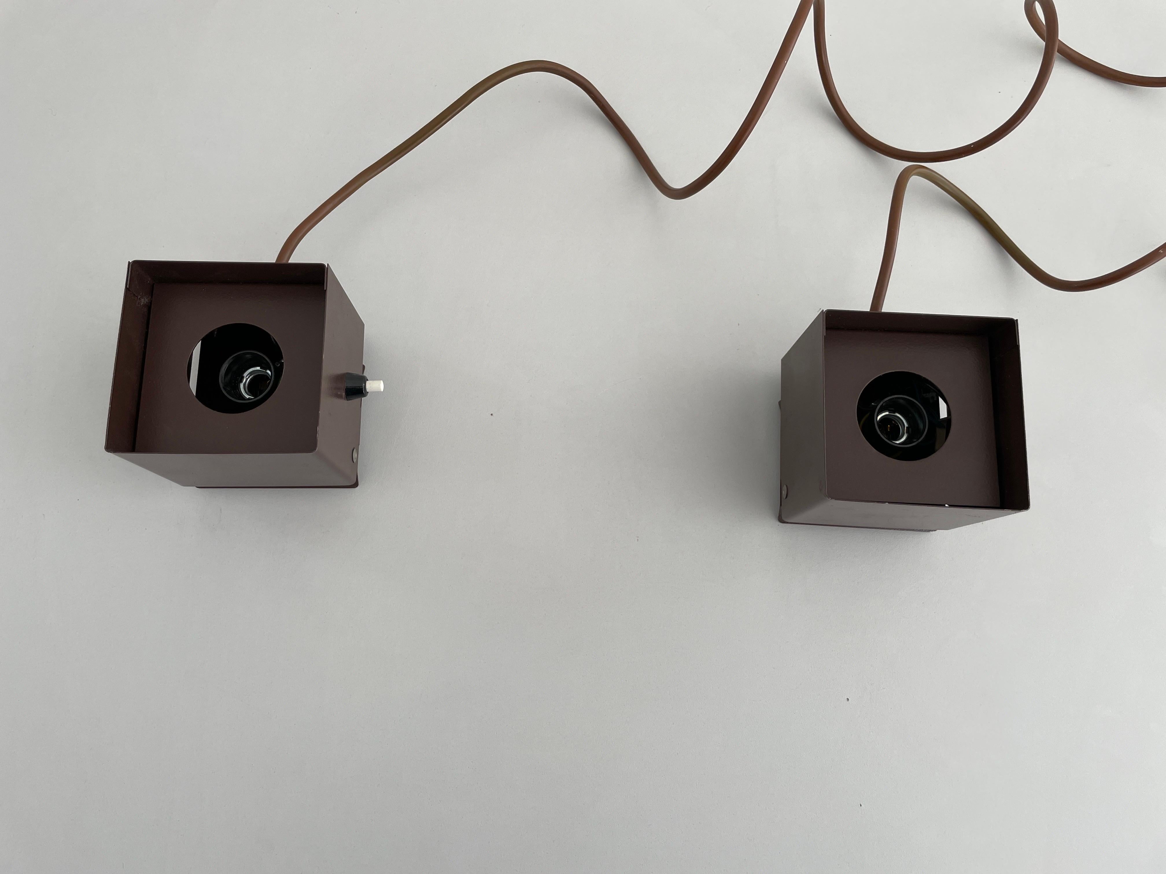 Metal Cube Design Pair of Wall Lamps by Rudolf von Prusky, 1970s, Germany For Sale