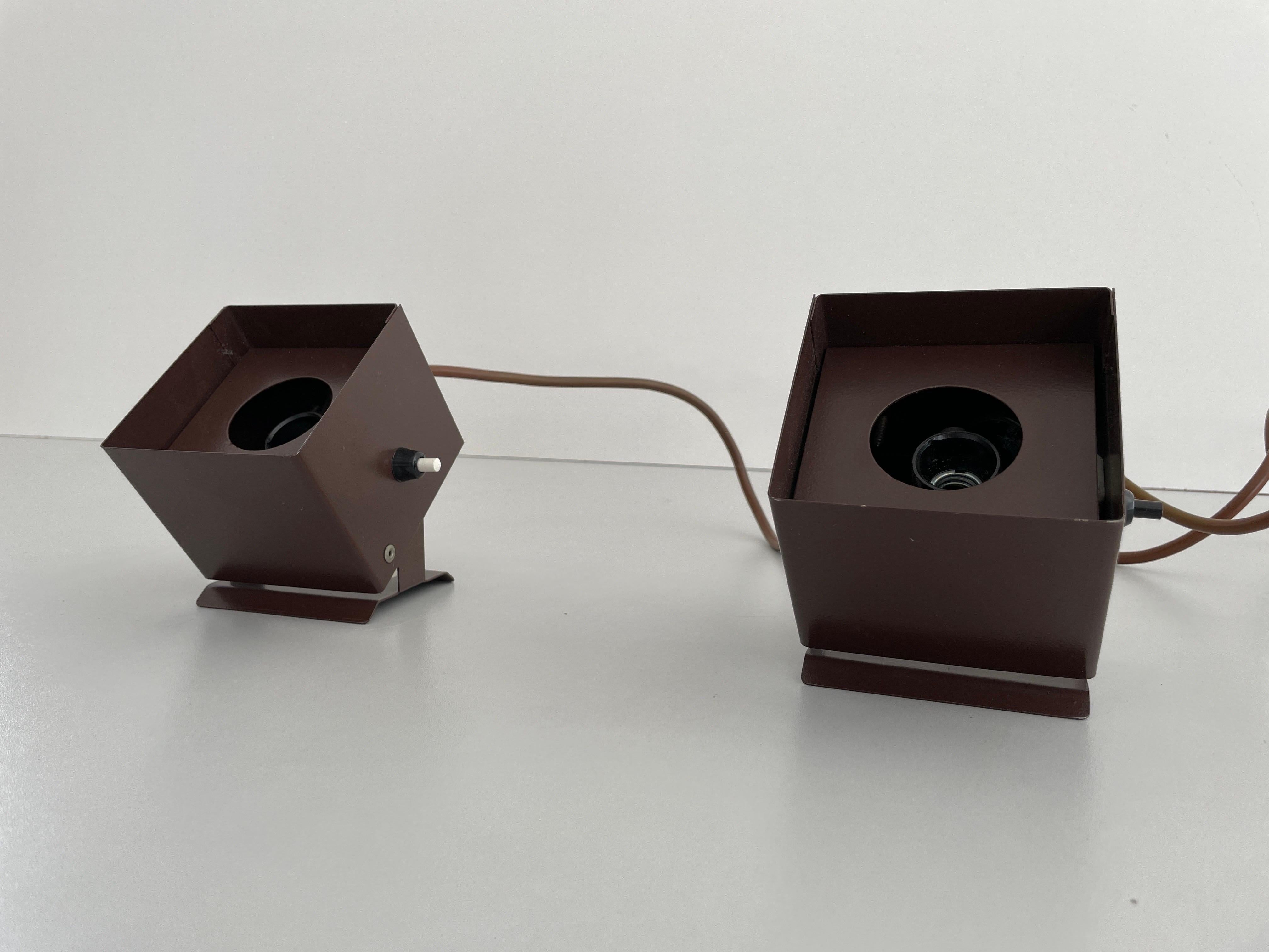 Cube Design Pair of Wall Lamps by Rudolf von Prusky, 1970s, Germany For Sale 1