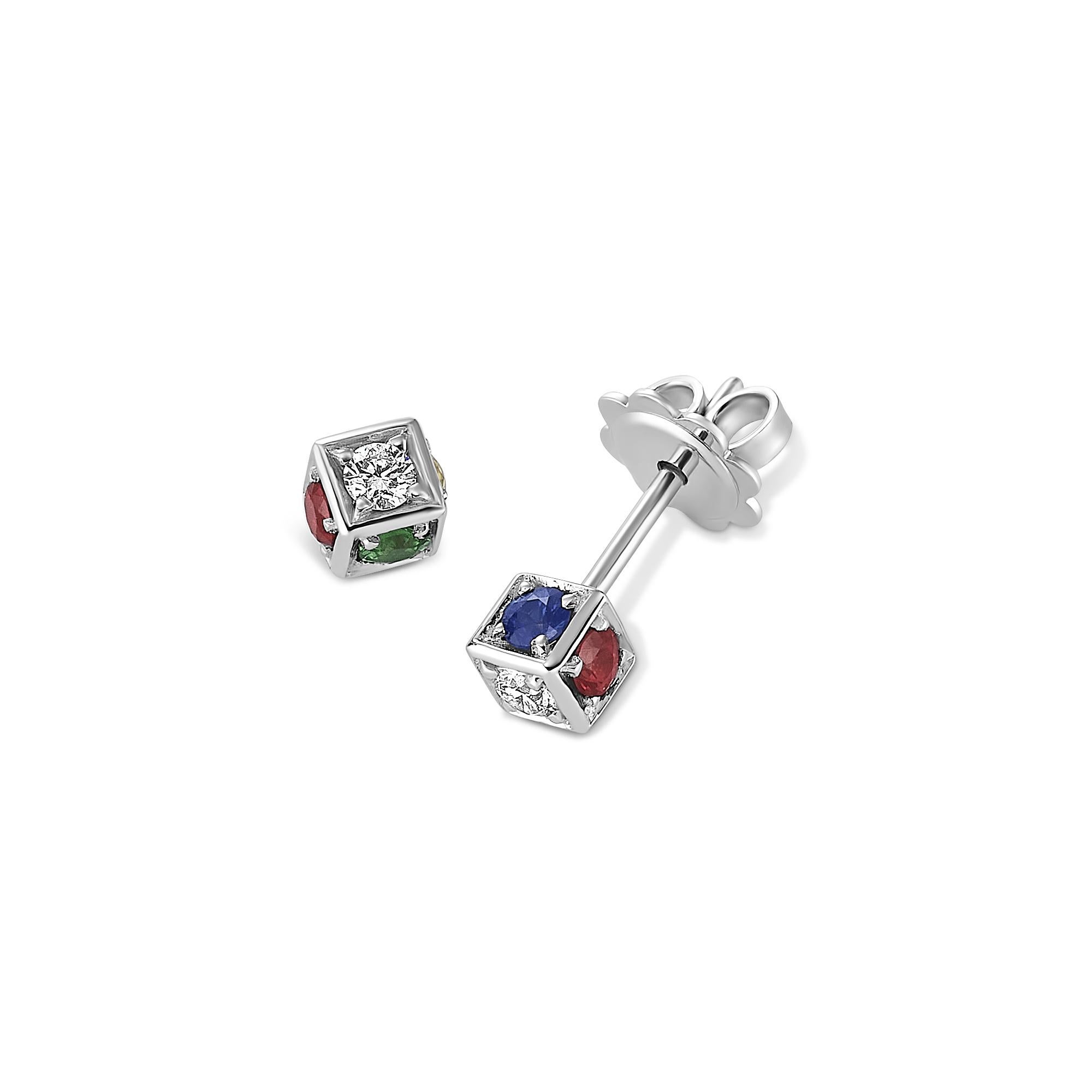 diamond cube earrings