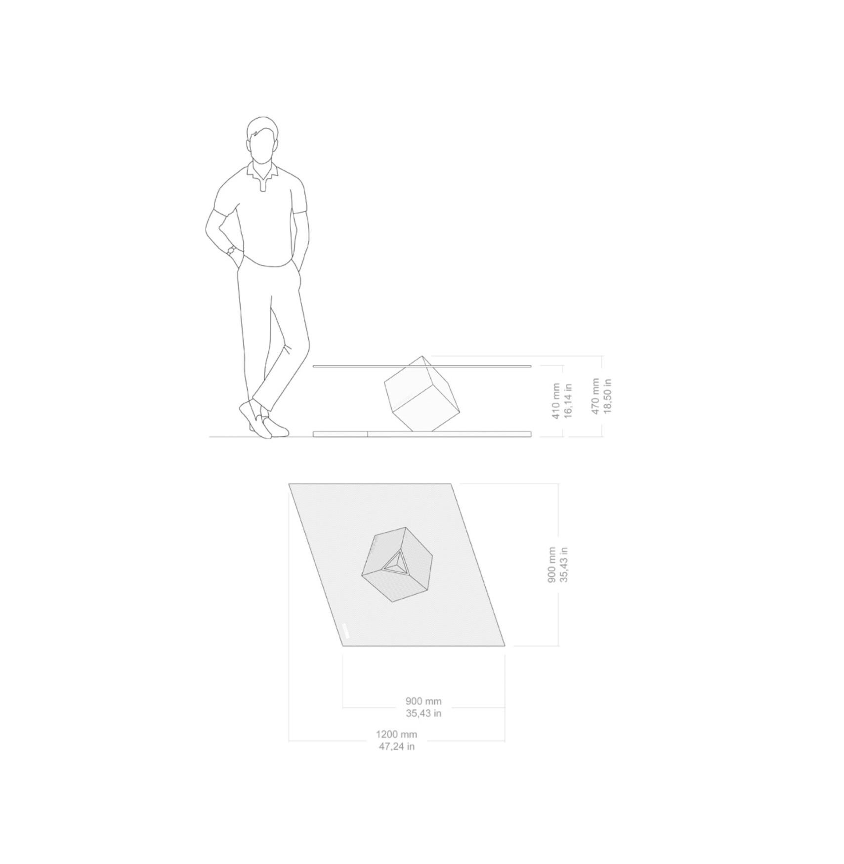 Cube Essentia Contemporary Design Centre Table Steel or Corten and Black Marble 1