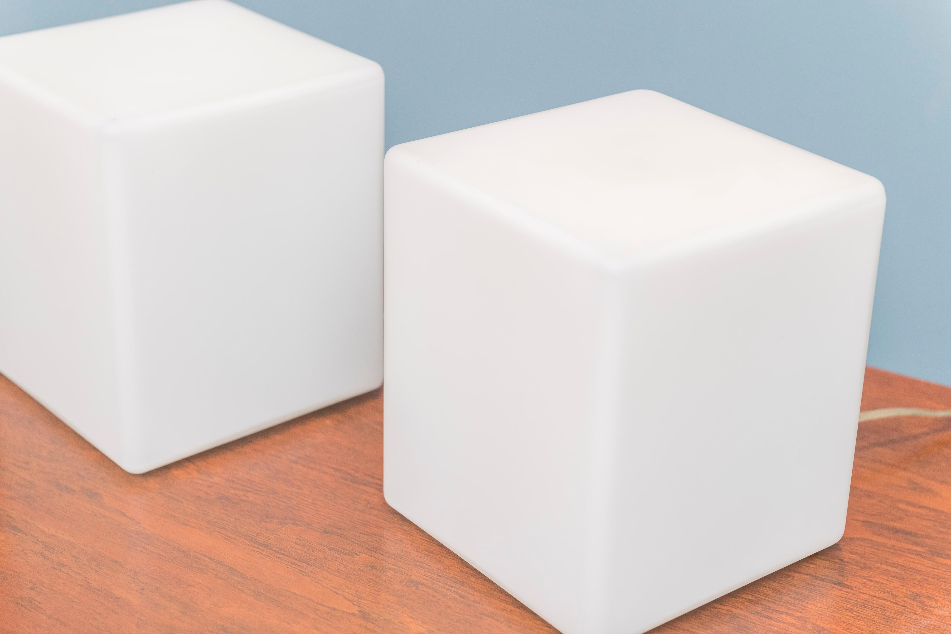 Mid-Century Modern Cube Form Table Lamps by Laurel