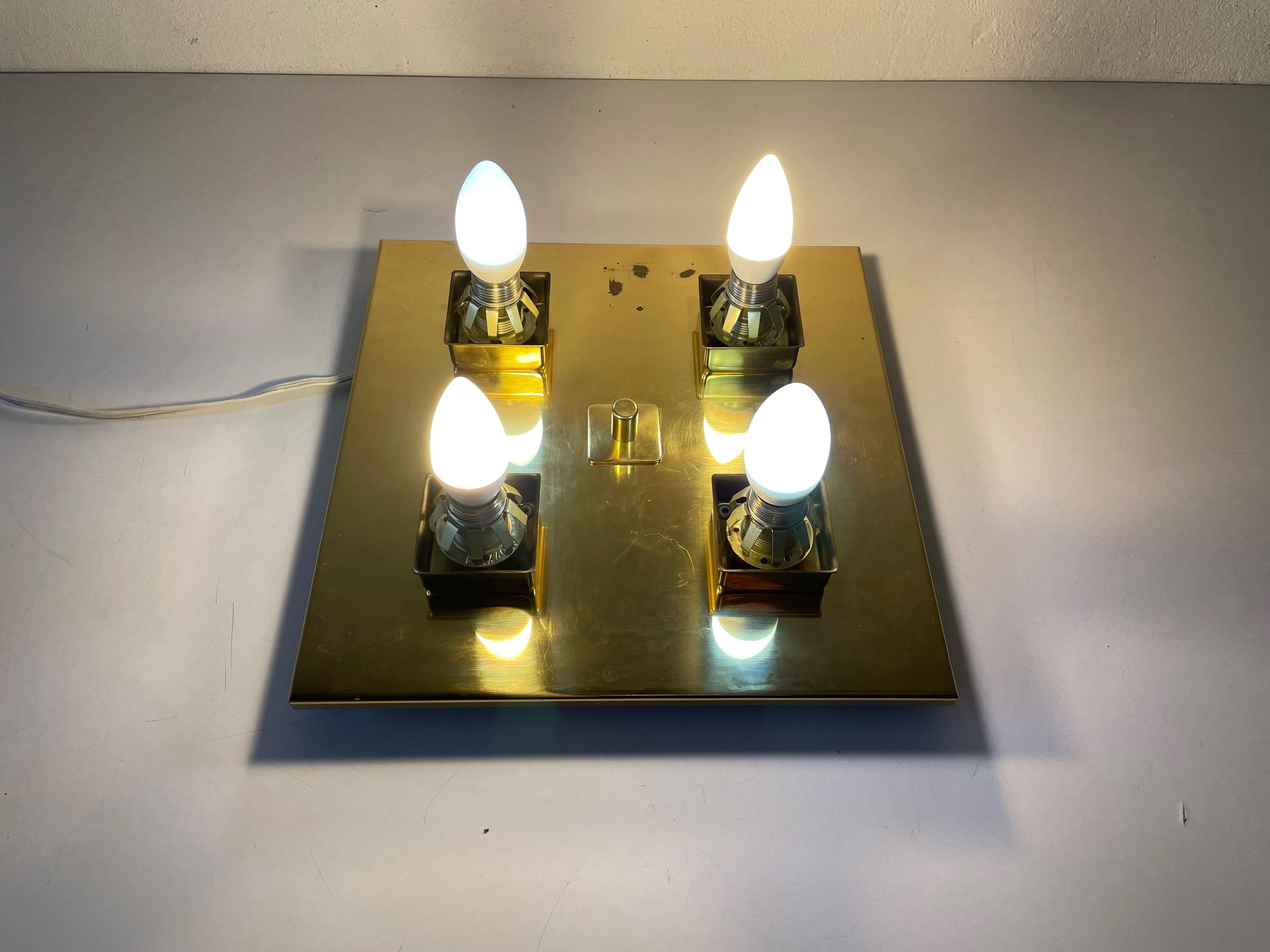 Flush Mount-Leuchte aus Würfelglas und Messing von Kalmar Leuchten, 1960er Jahre, Deutschland im Angebot 13