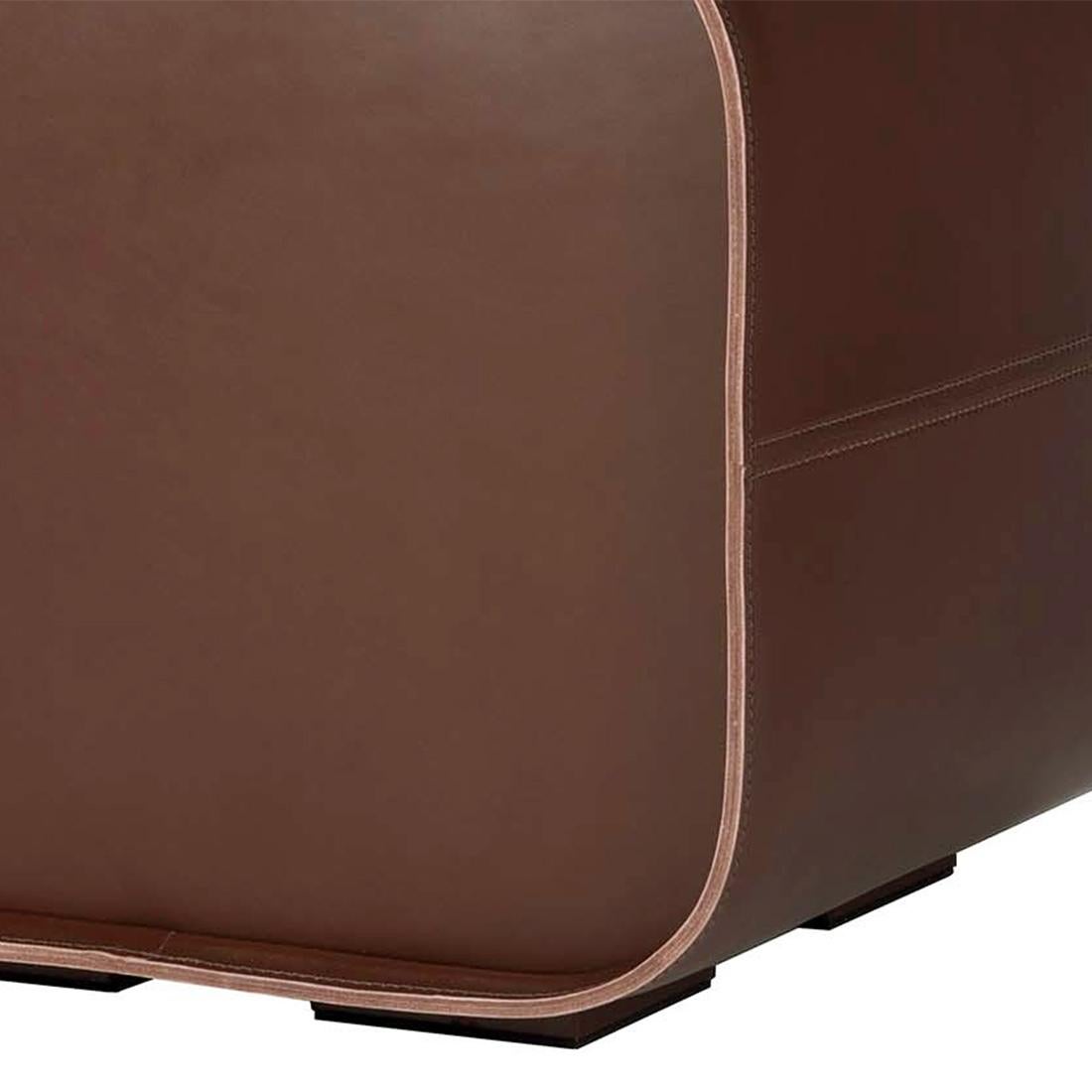 Italian Cube Leather Stool For Sale