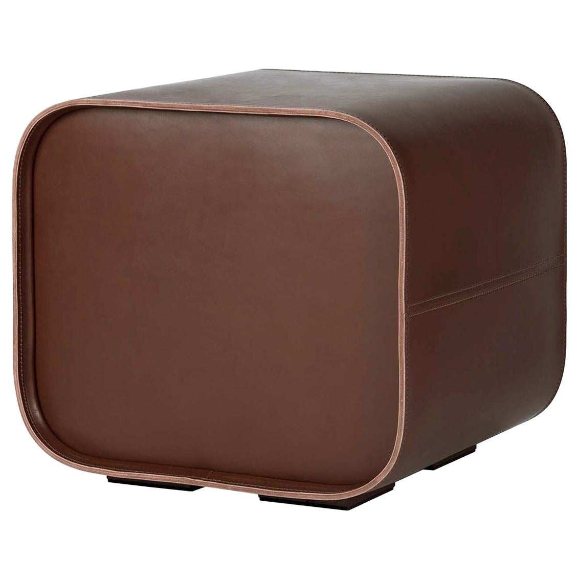 Cube Leather Stool For Sale