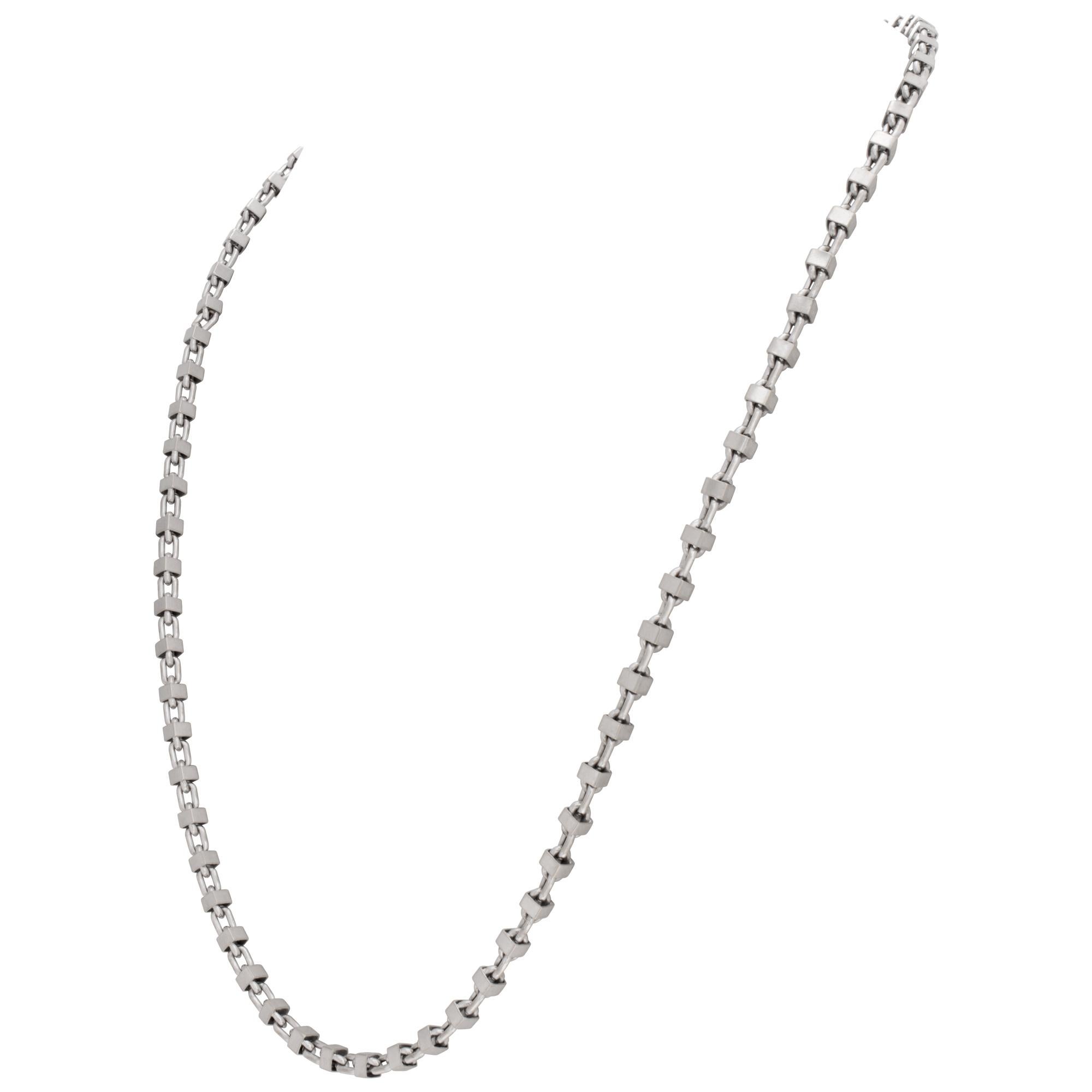 Cube link 18k white gold chain necklace. Width 3.8 mm. Length 26 inches. Made in France.

