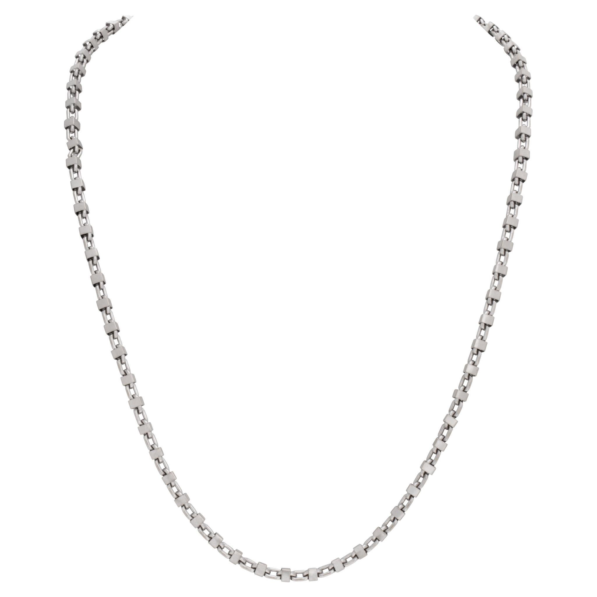 Cube Link 18k White Gold Chain Necklace
