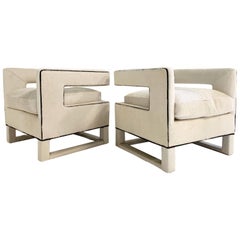 Vintage Cube Lounge Chairs in Brazilian Cowhide, Pair