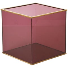 Cube, Magazine Rack Plexiglass and Brass, Italian Design 1970s, Rizzo Style