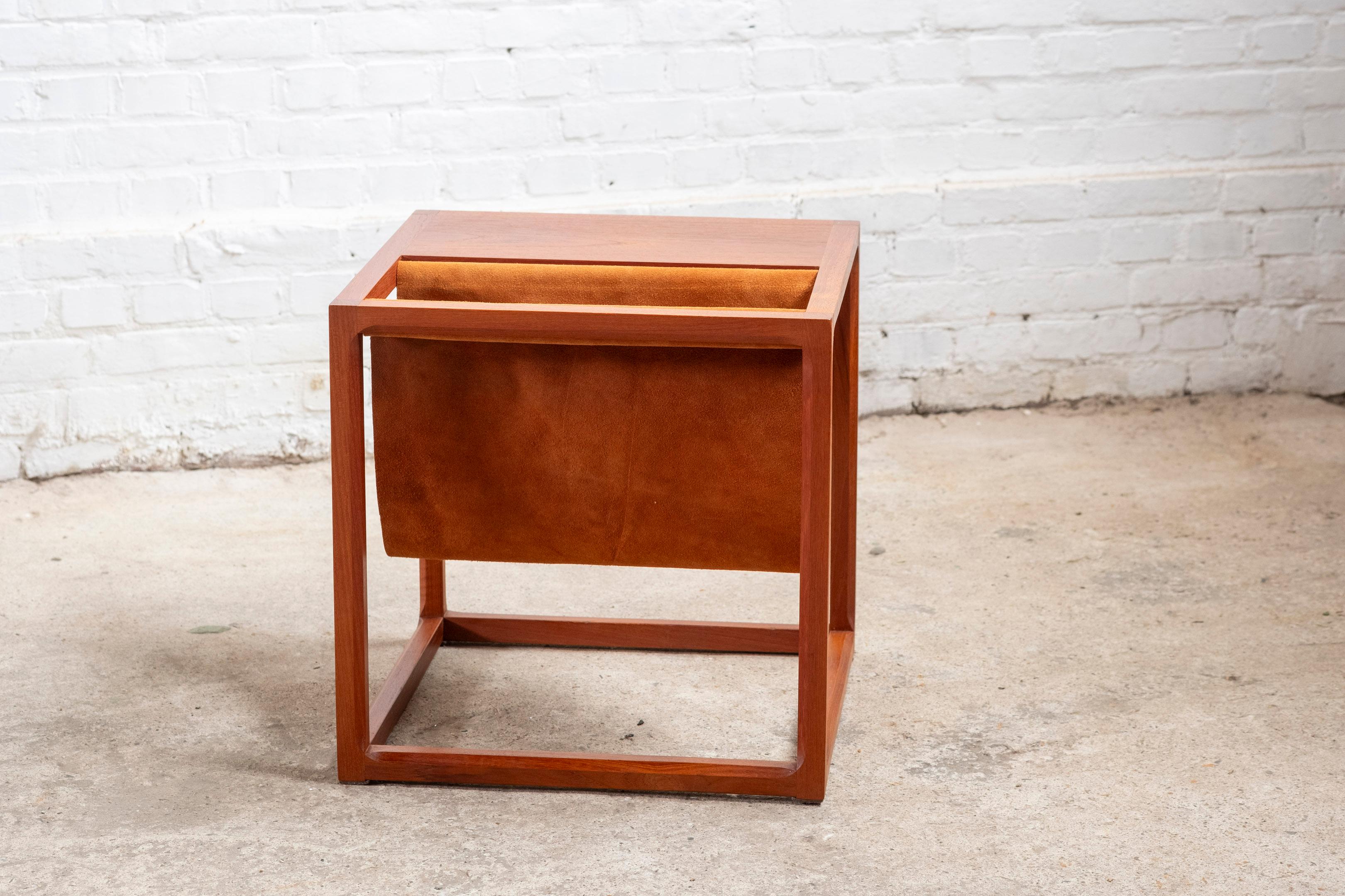 Scandinavian Modern Cube Magazine Rack/ Side table by Kai Kristiansen for Aksel Kjersgaard, Denmark