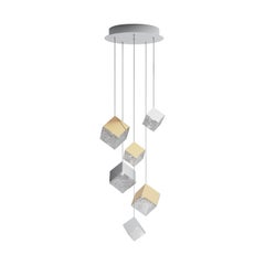 Cube Mouthblown Czech Glass 6 Pendant Modern Chandelier (US Version)