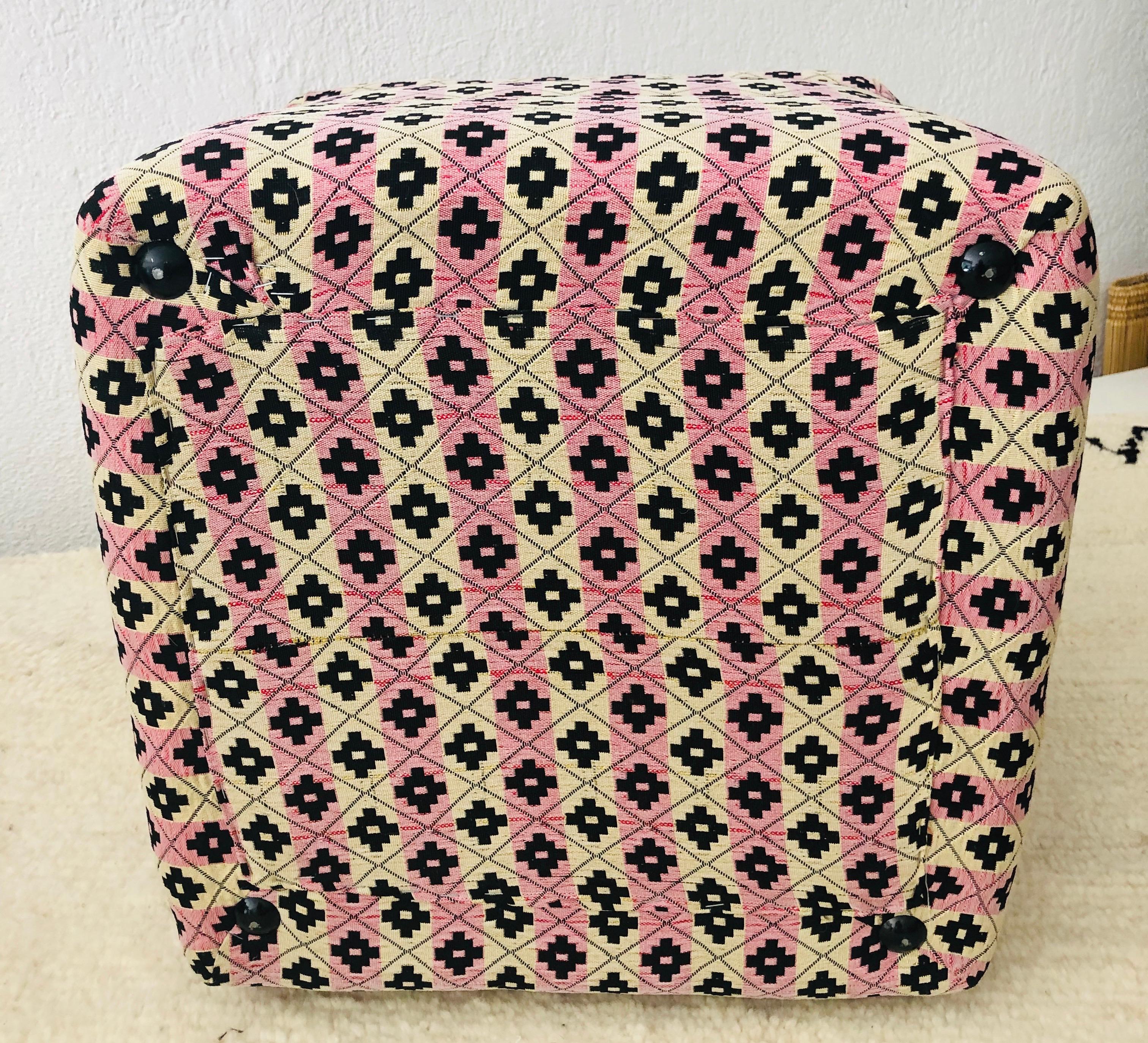 Cube Ottoman, Seat or Bench in Art Deco Style, Compatible Pair 12