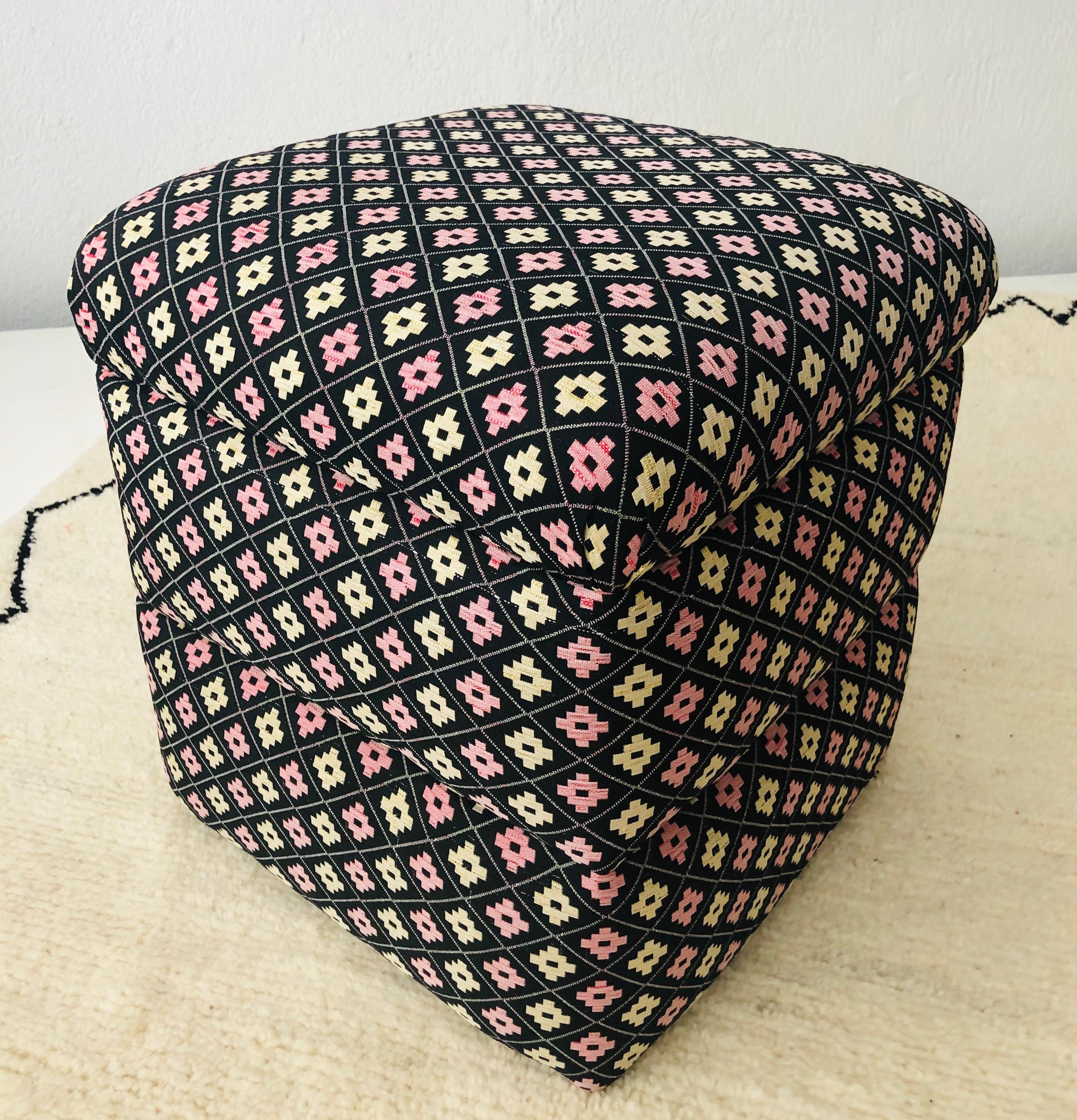 Late 20th Century Cube Ottoman, Seat or Bench in Art Deco Style, Compatible Pair