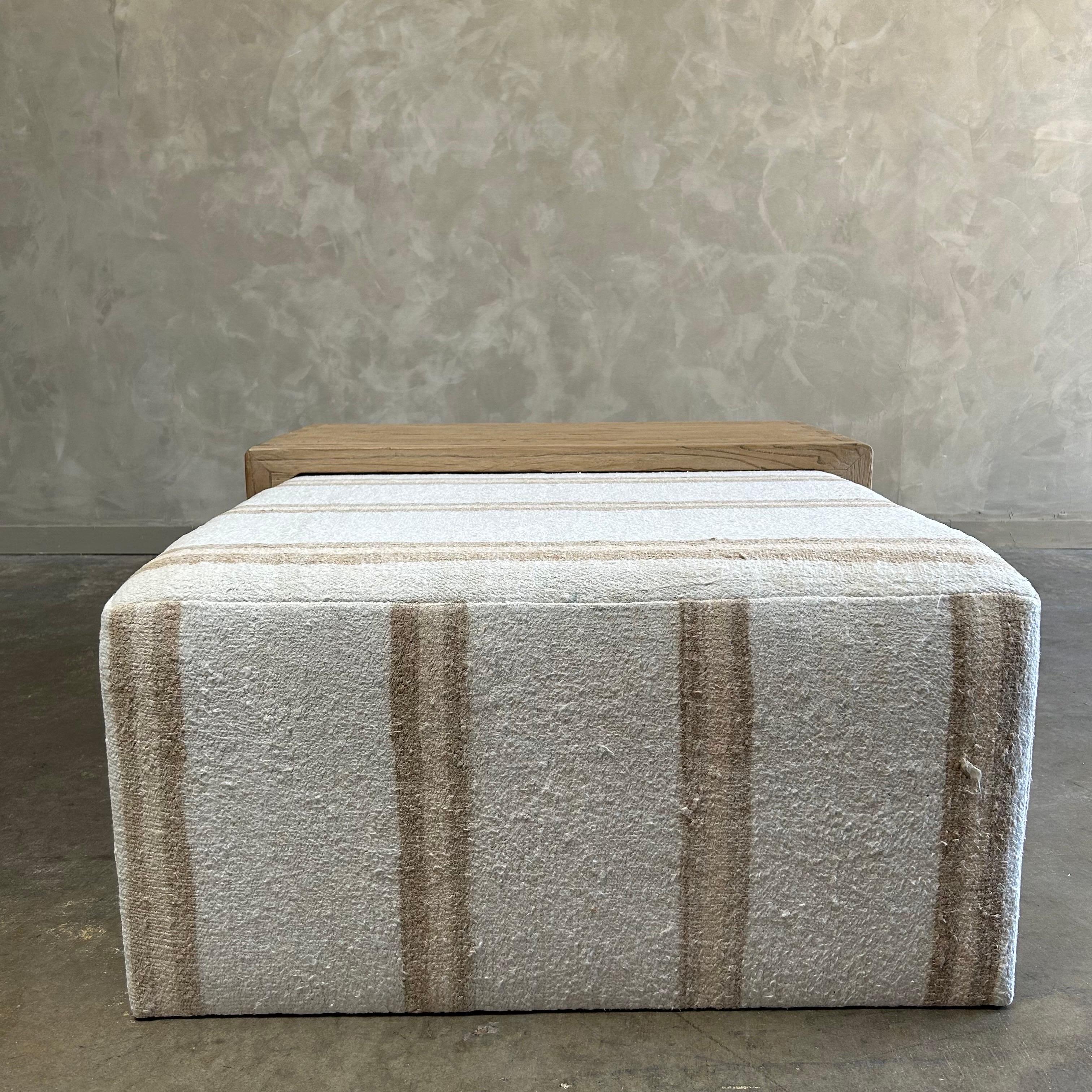 Cube ottoman w/ elm waterfall table In New Condition For Sale In Brea, CA