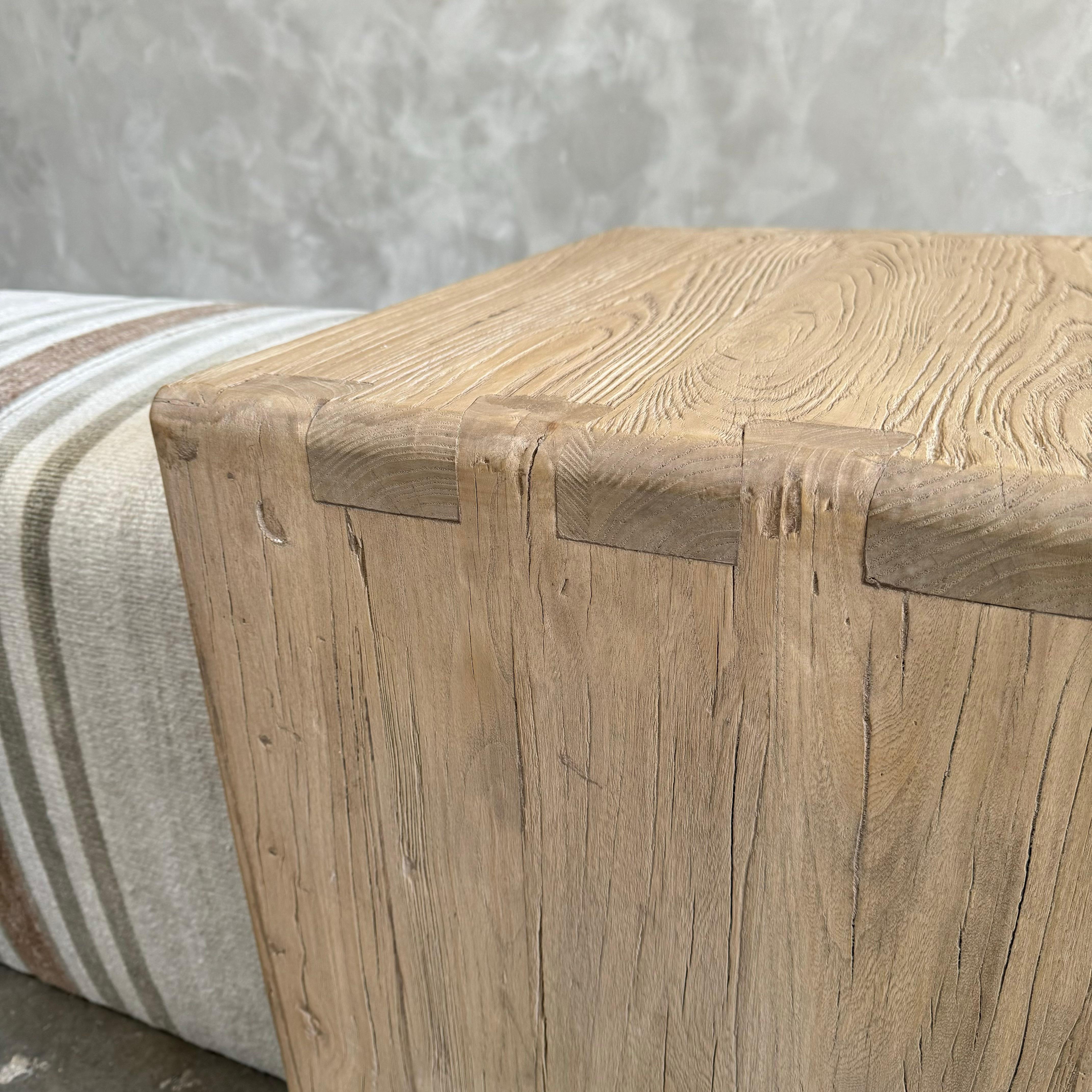 American Cube ottoman with elm table For Sale