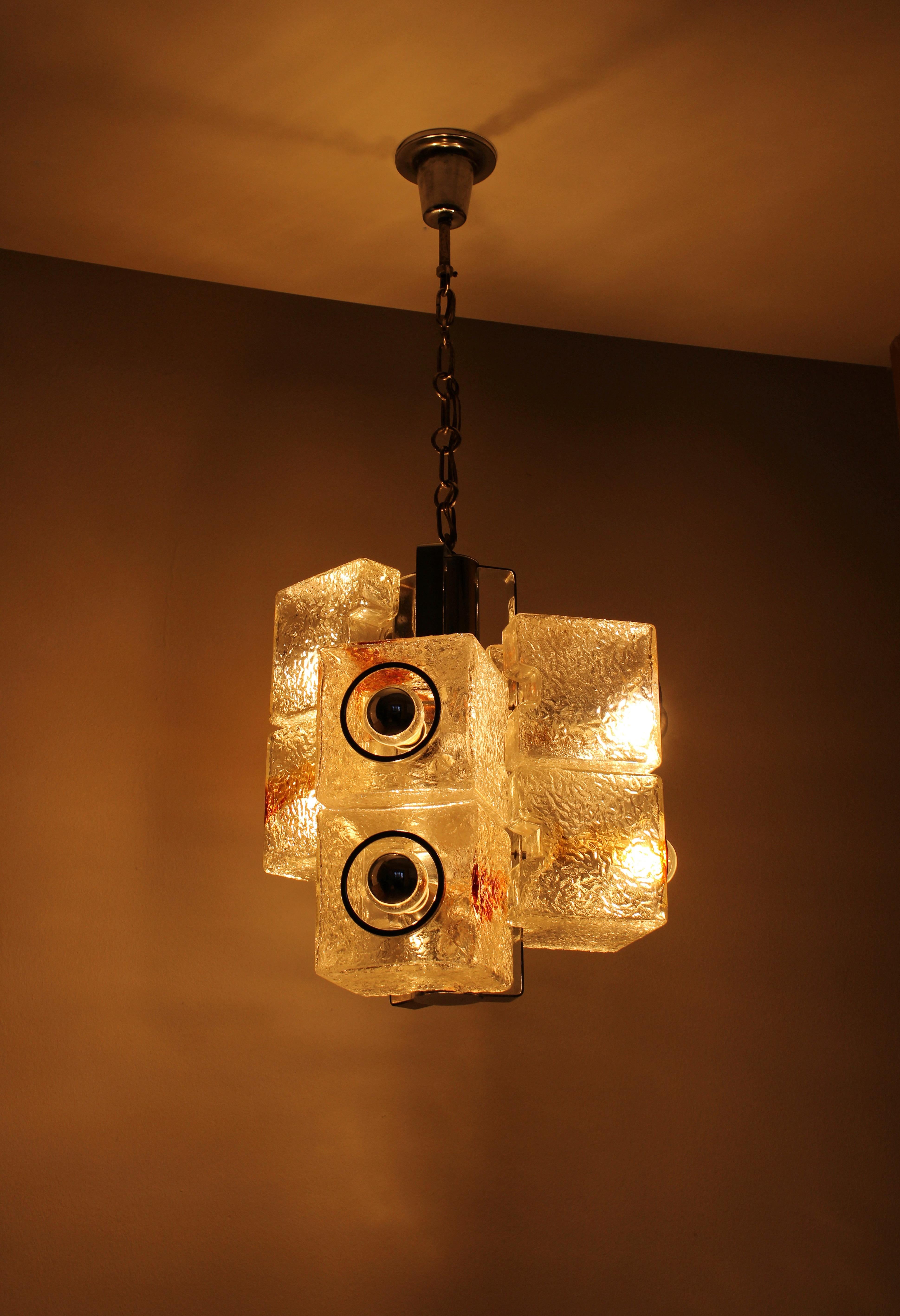 Late 20th Century Cube Pendant Lamp in Murano Glass by VeArt, 1960s For Sale