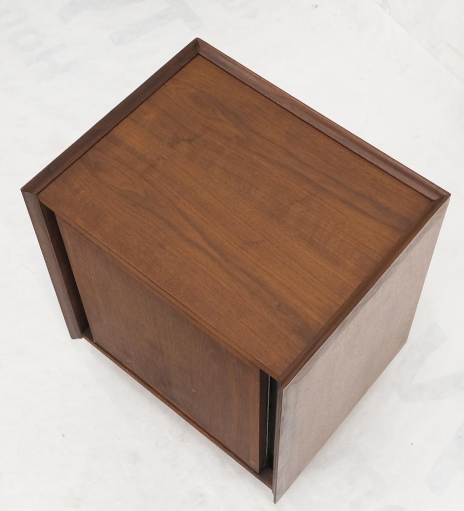 American Cube Shape One Door One Drawer Compartment Side End Table For Sale