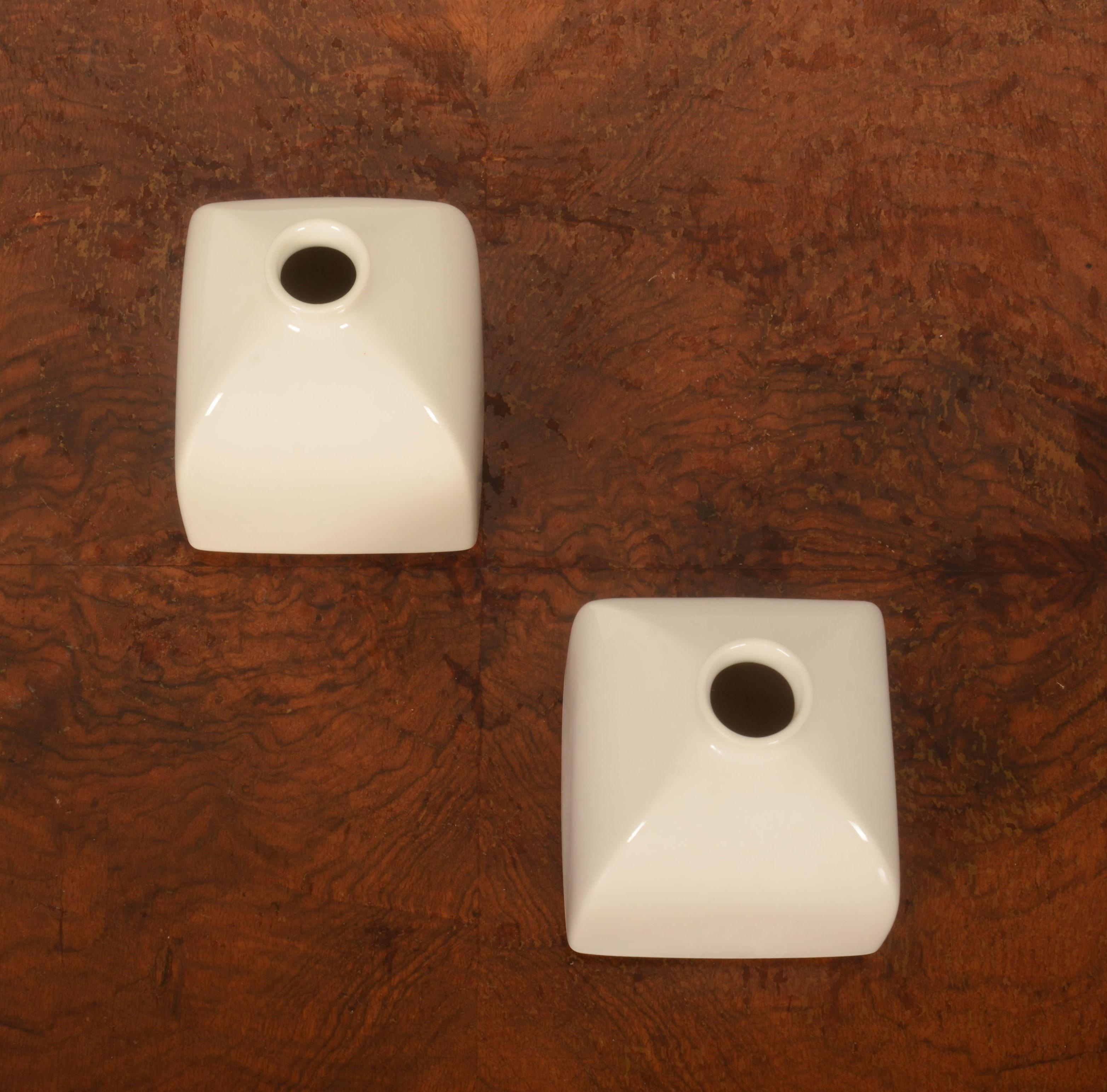 Mid-20th Century Cube Shape Porcelain KPM Berlin Vase Designed by KPM Trude Petri For Sale