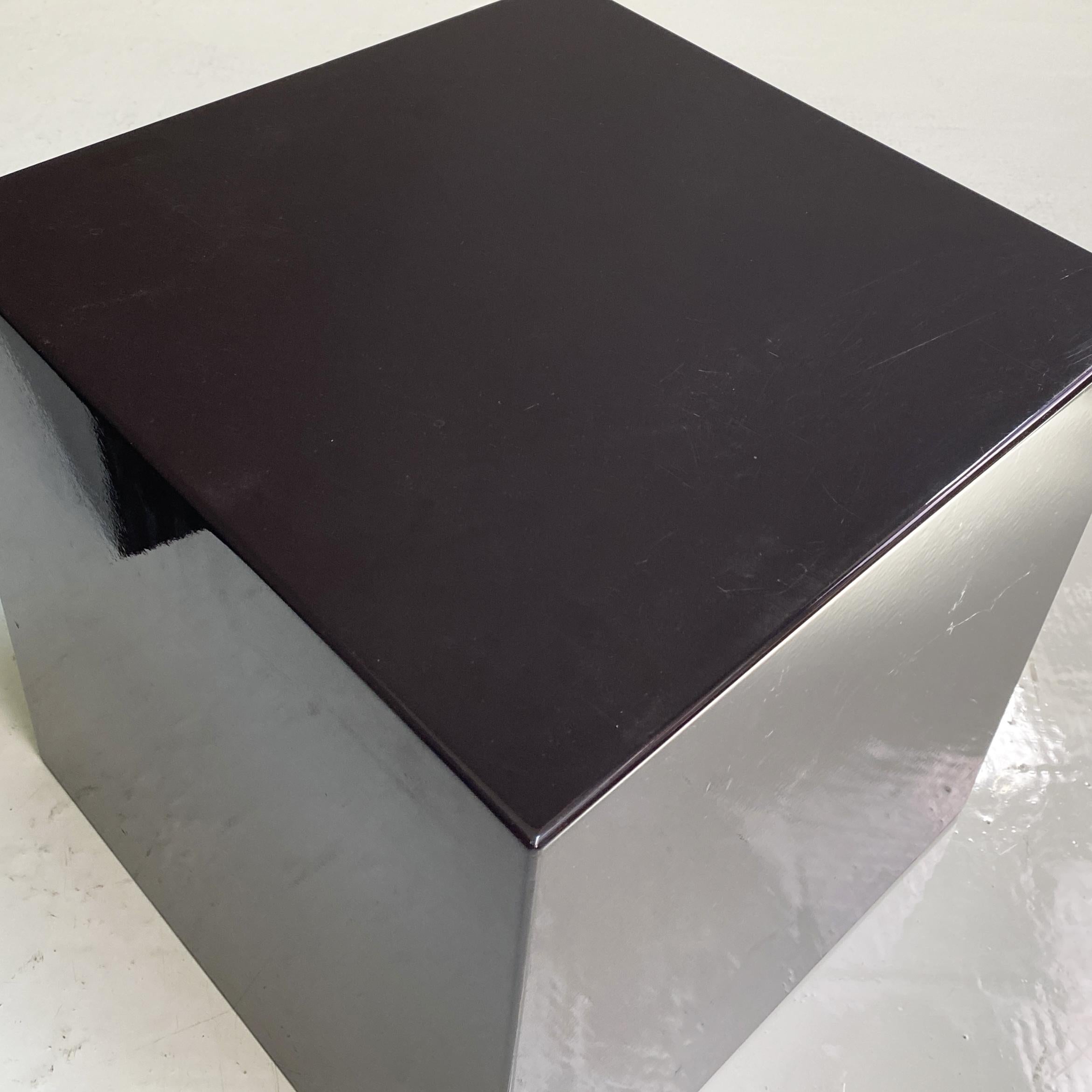 Cube-Shaped Coffee Tables or Bedside Tables in Dark Brown Lacquered Wood, 1990s  5
