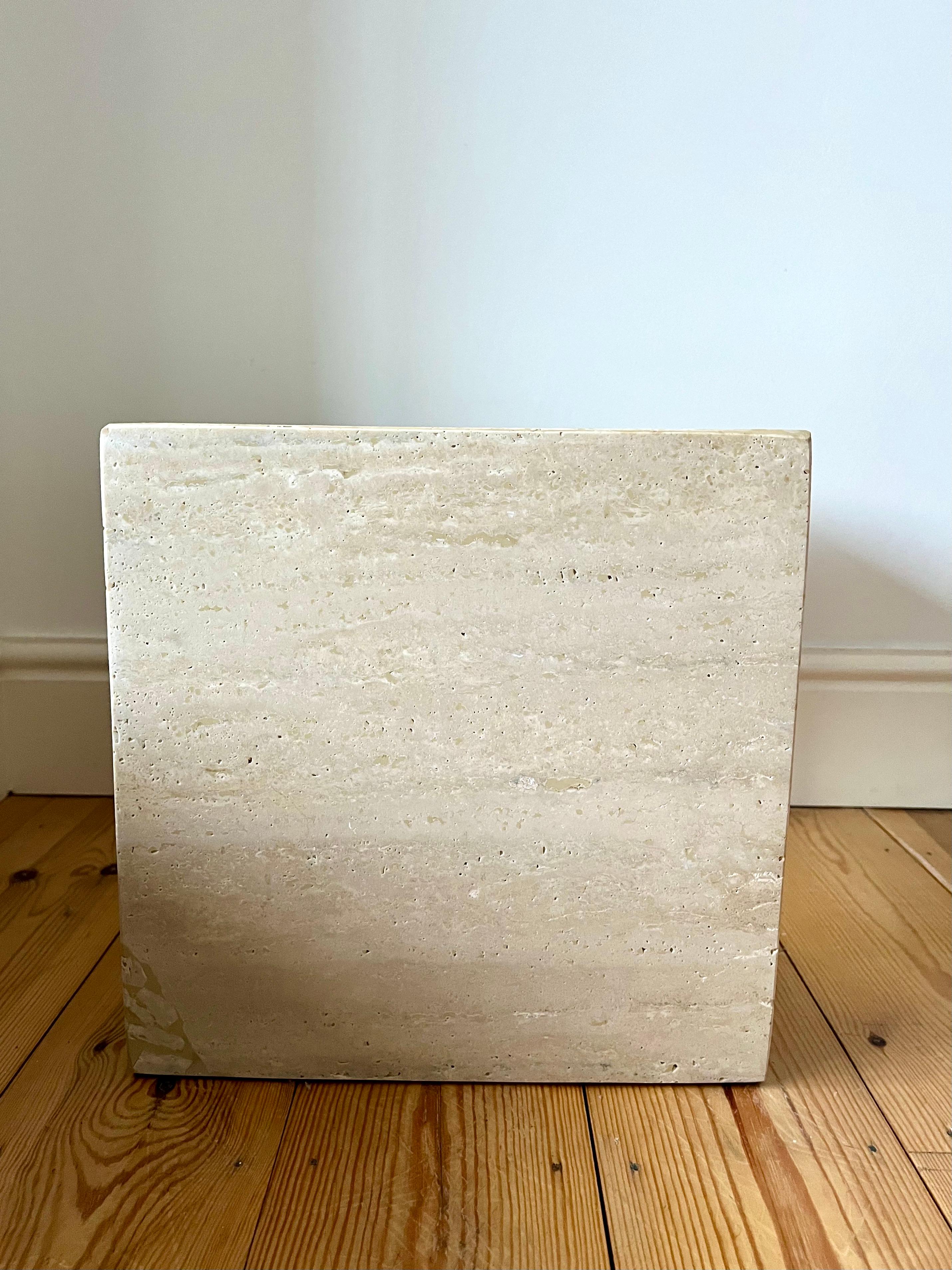 Cube side table in natural travertine stone 4