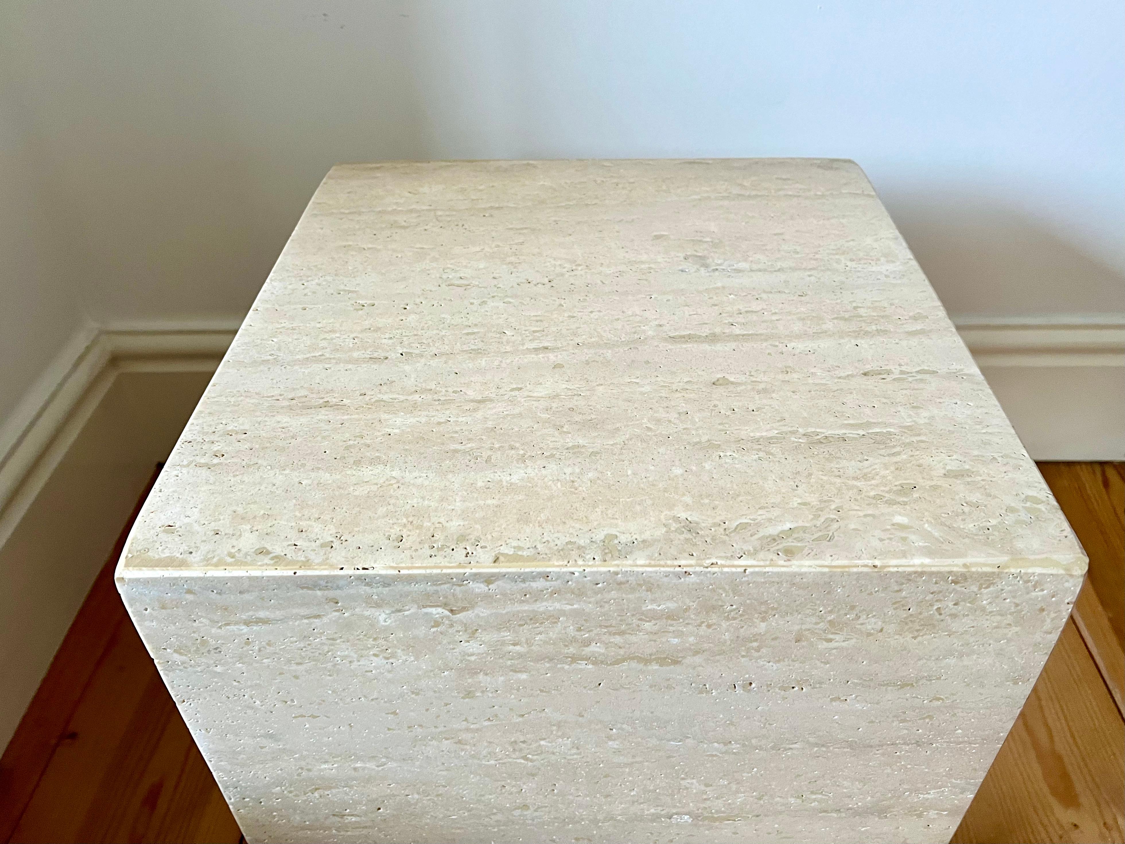 Cube side table in natural travertine stone 5