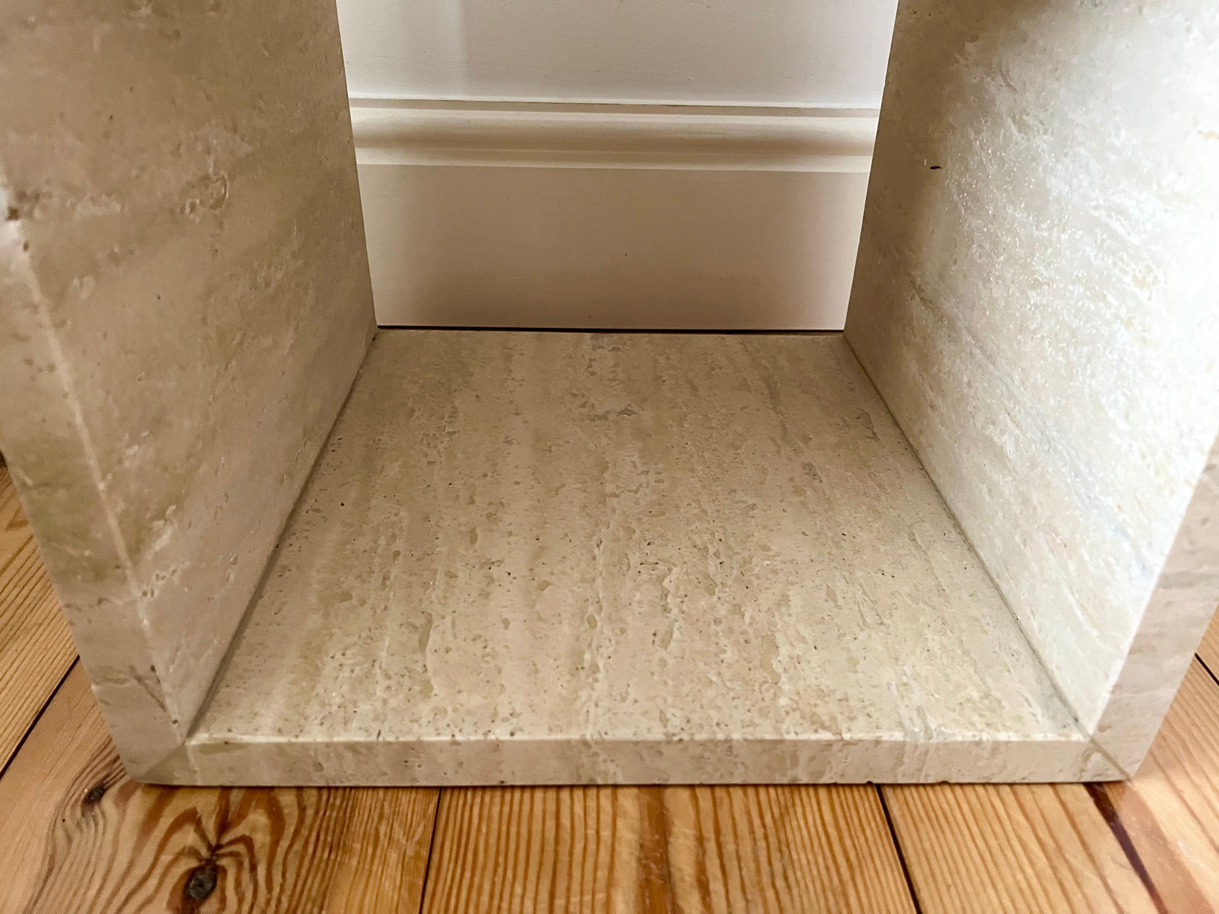 travertine block side table