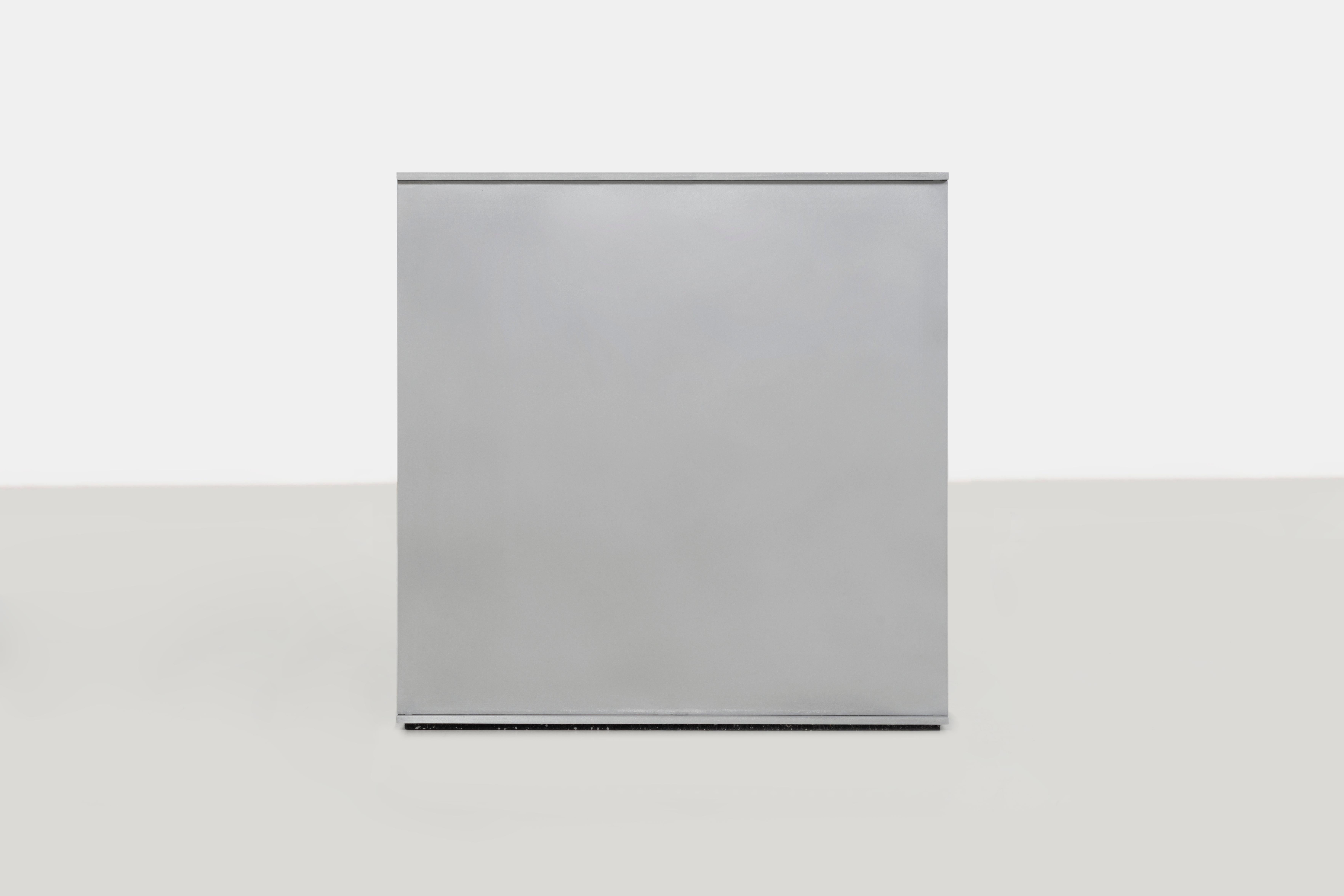 Cube Side Table in Waxed Aluminum Plate by Jonathan Nesci For Sale 2