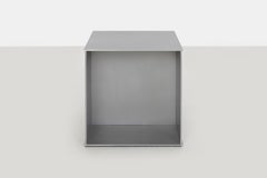 Cube Side Table in Waxed Aluminum Plate by Jonathan Nesci