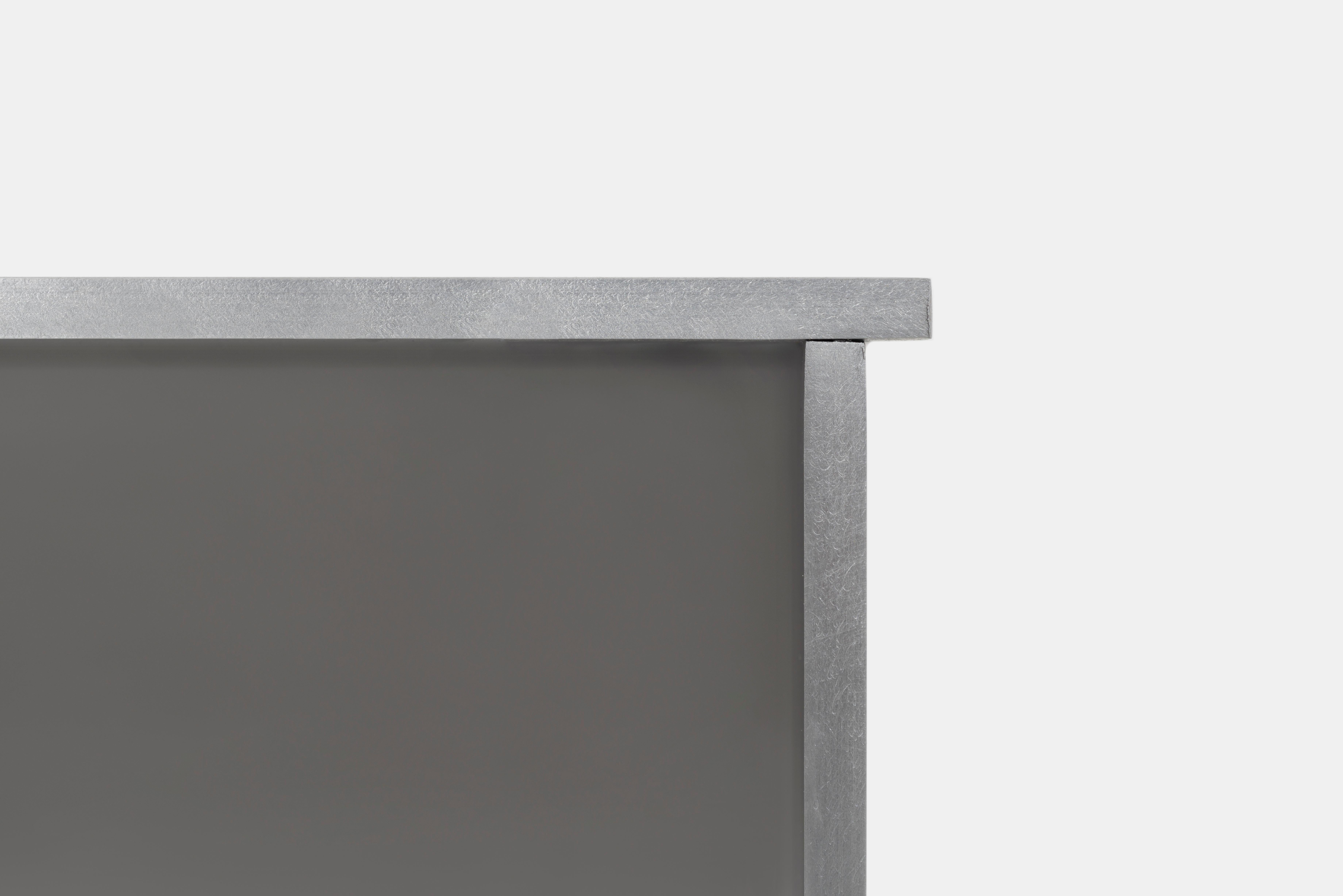 Cube Side Table in Waxed Aluminum Plate by Jonathan Nesci For Sale 1