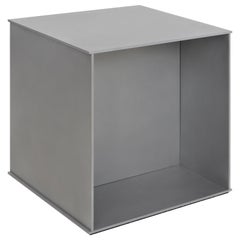 Cube Side Table in Waxed Aluminum Plate by Jonathan Nesci