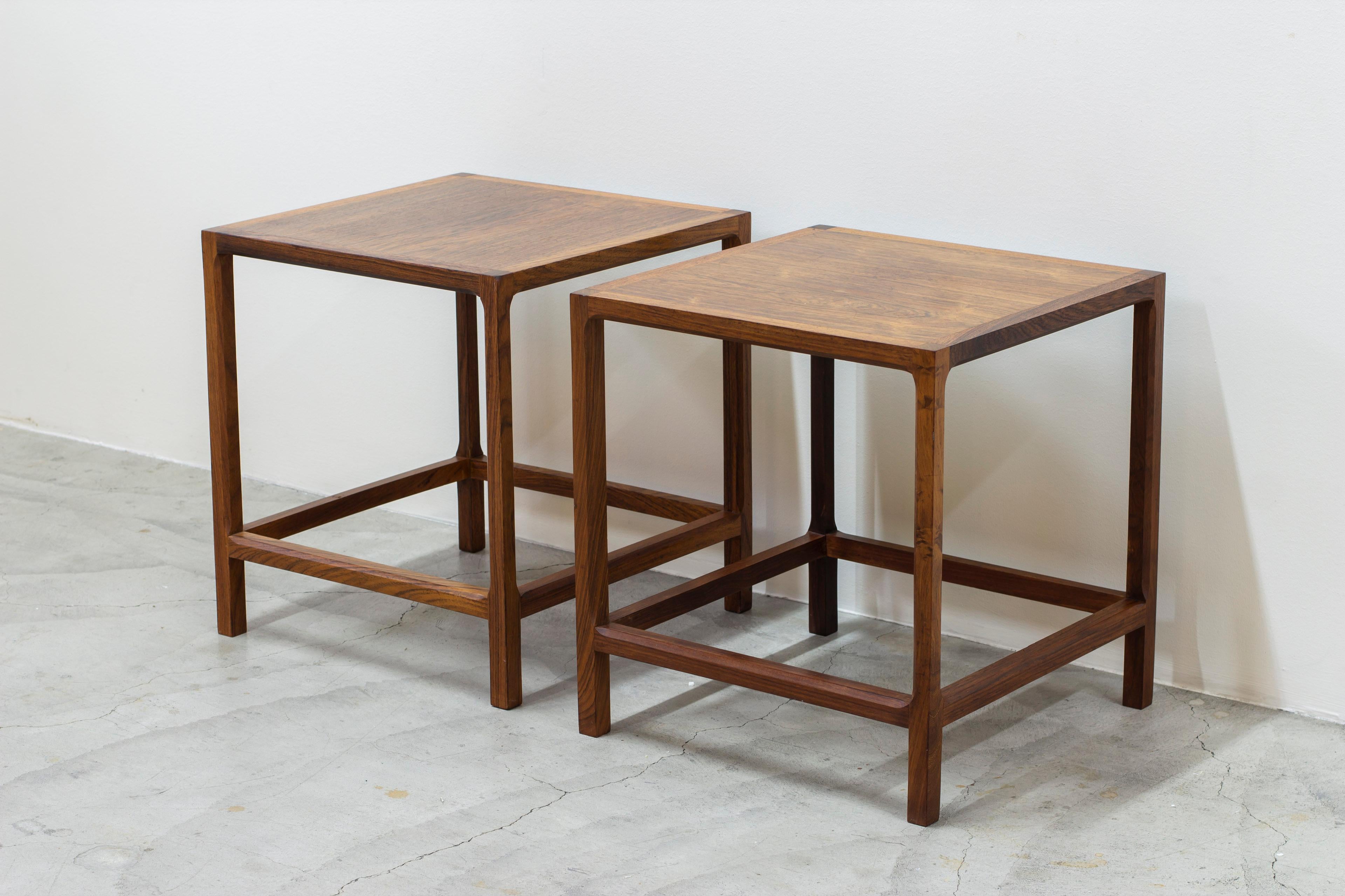 Cube side tables in walnut by Kai Kristiansen for Aksel Kjaersgaard, Denmark For Sale 3