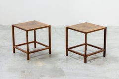 Cube side tables in walnut by Kai Kristiansen for Aksel Kjaersgaard, Denmark