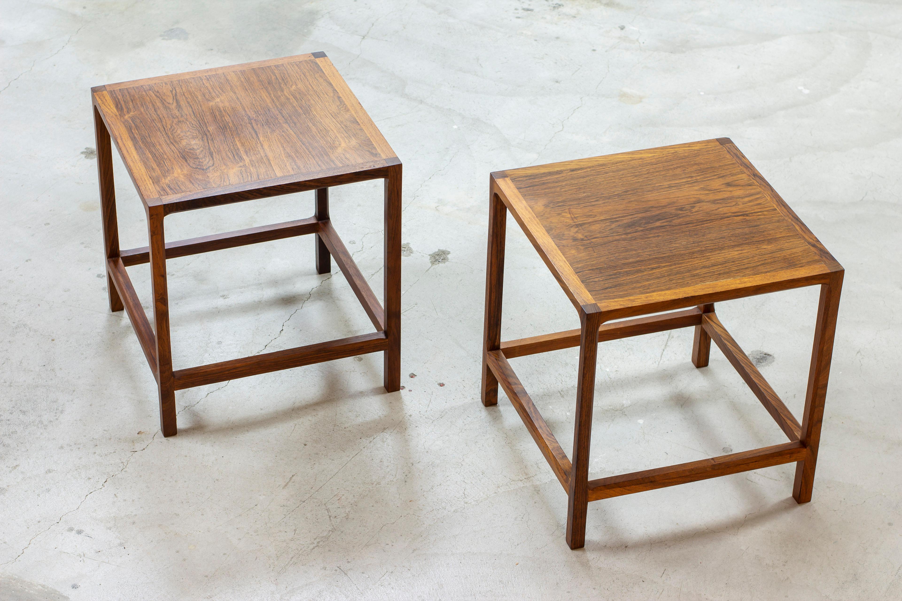 Scandinavian Modern Cube side tables in walnut by Kai Kristiansen for Aksel Kjaersgaard, Denmark For Sale
