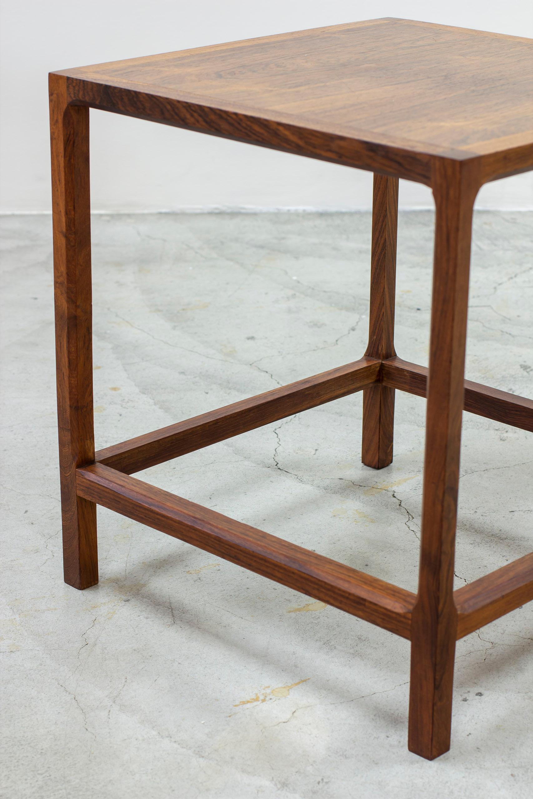 Cube side tables in walnut by Kai Kristiansen for Aksel Kjaersgaard, Denmark In Good Condition For Sale In Hägersten, SE