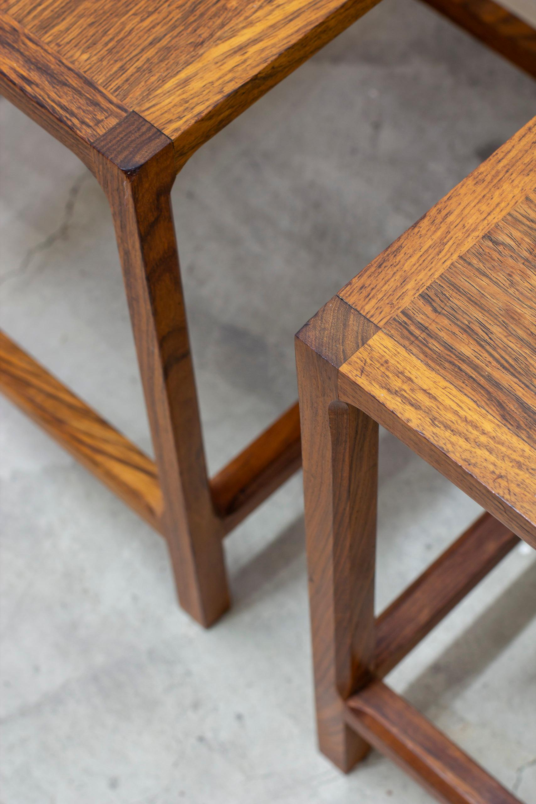Cube side tables in walnut by Kai Kristiansen for Aksel Kjaersgaard, Denmark For Sale 1
