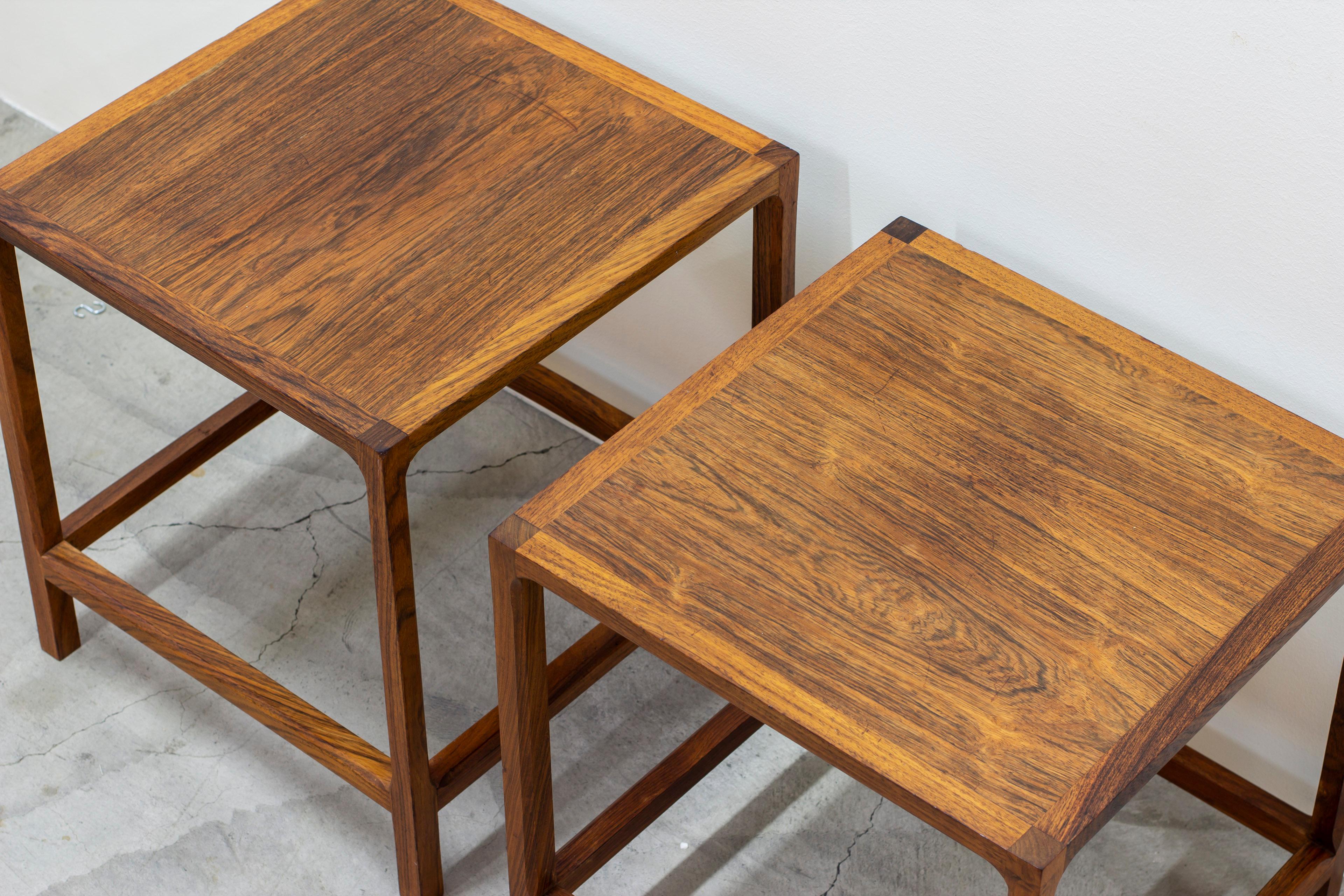 Cube side tables in walnut by Kai Kristiansen for Aksel Kjaersgaard, Denmark For Sale 2