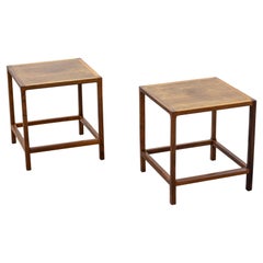 Cube side tables in walnut by Kai Kristiansen for Aksel Kjaersgaard, Denmark