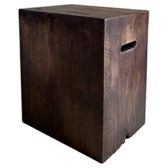 Vintage Cube Sidetable 19th Century Dark Walnut