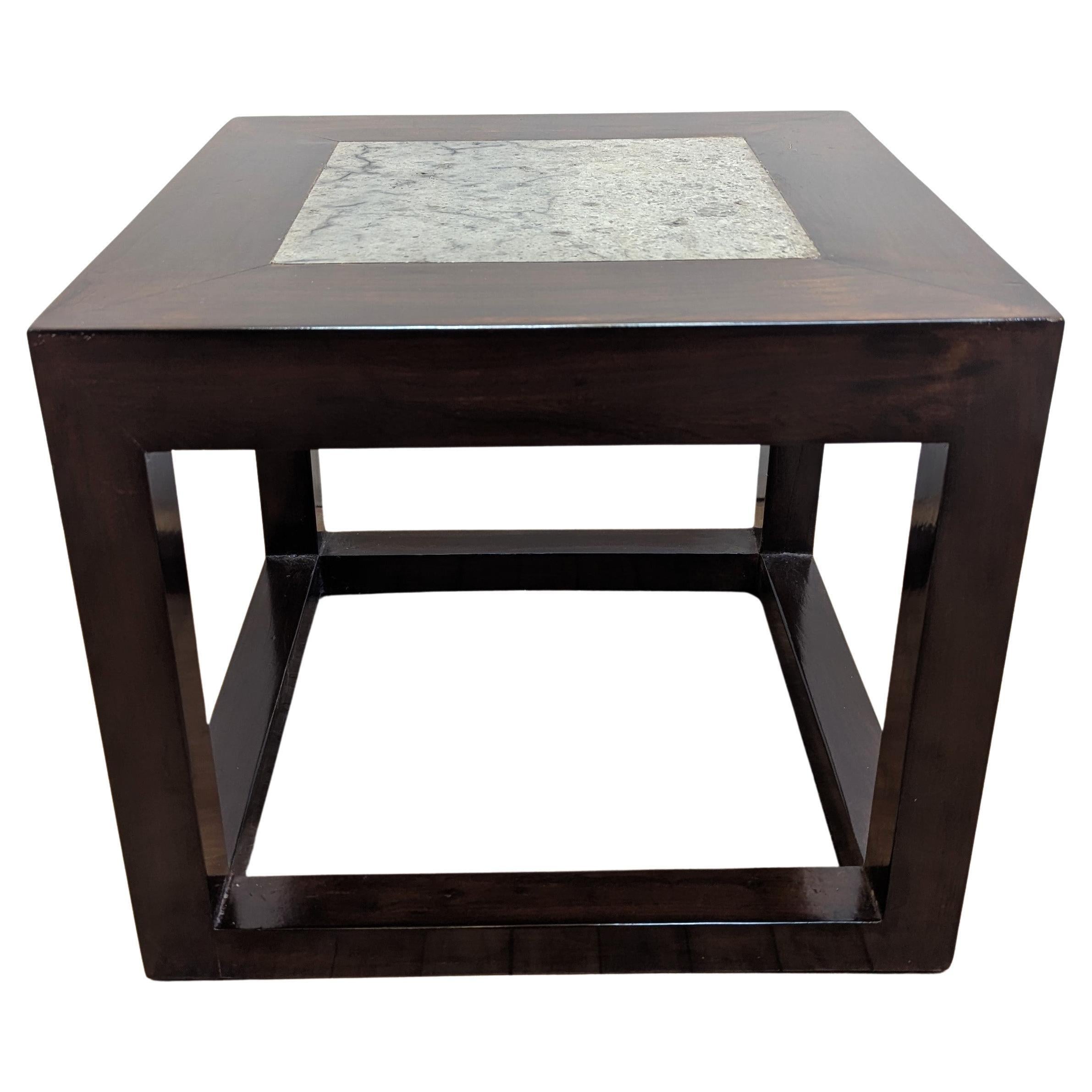 Ming Cube Stone Top Table For Sale