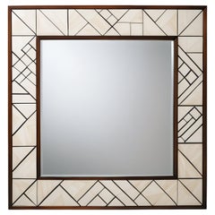 Cube : Teak Wood Wall Mirror Inspired by Cubism, Handcrafted by Artisanal