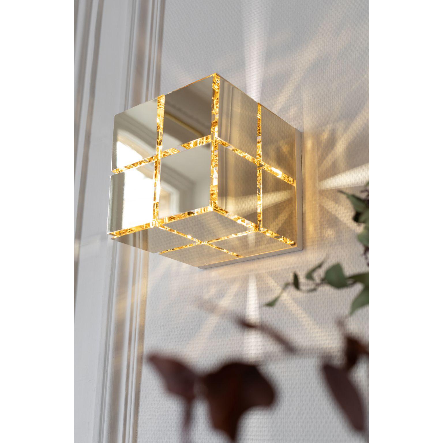 Brass Cube Wall Lamp by Mydriaz For Sale