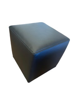 Cubed ottoman in Noir Italian smooth Leather