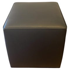 Cubed ottoman in Noir Italian smooth Leather