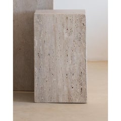 Cubes Square Muted Beige Travertine Decorative Side Table by Beije Avenue