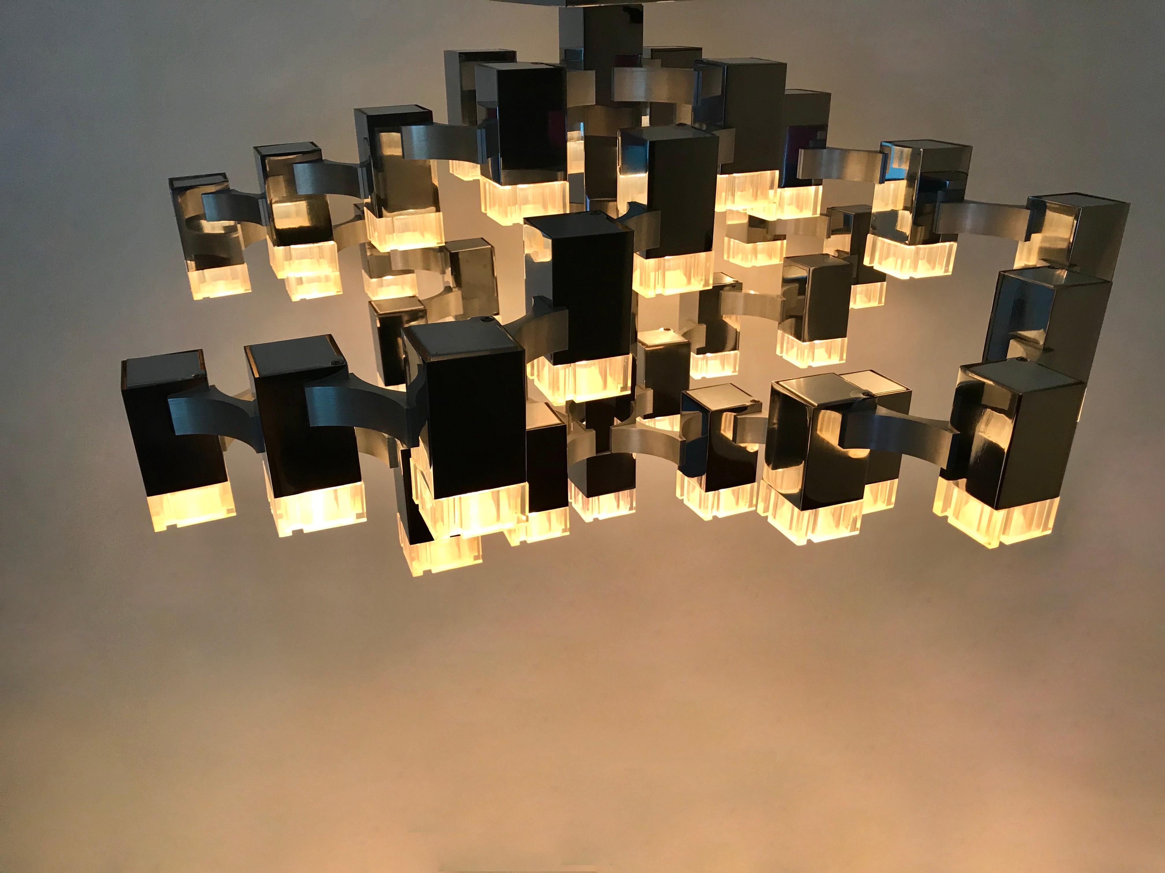 Cubic 37-Light Ceiling Fixture by Gaetano Sciolari 7
