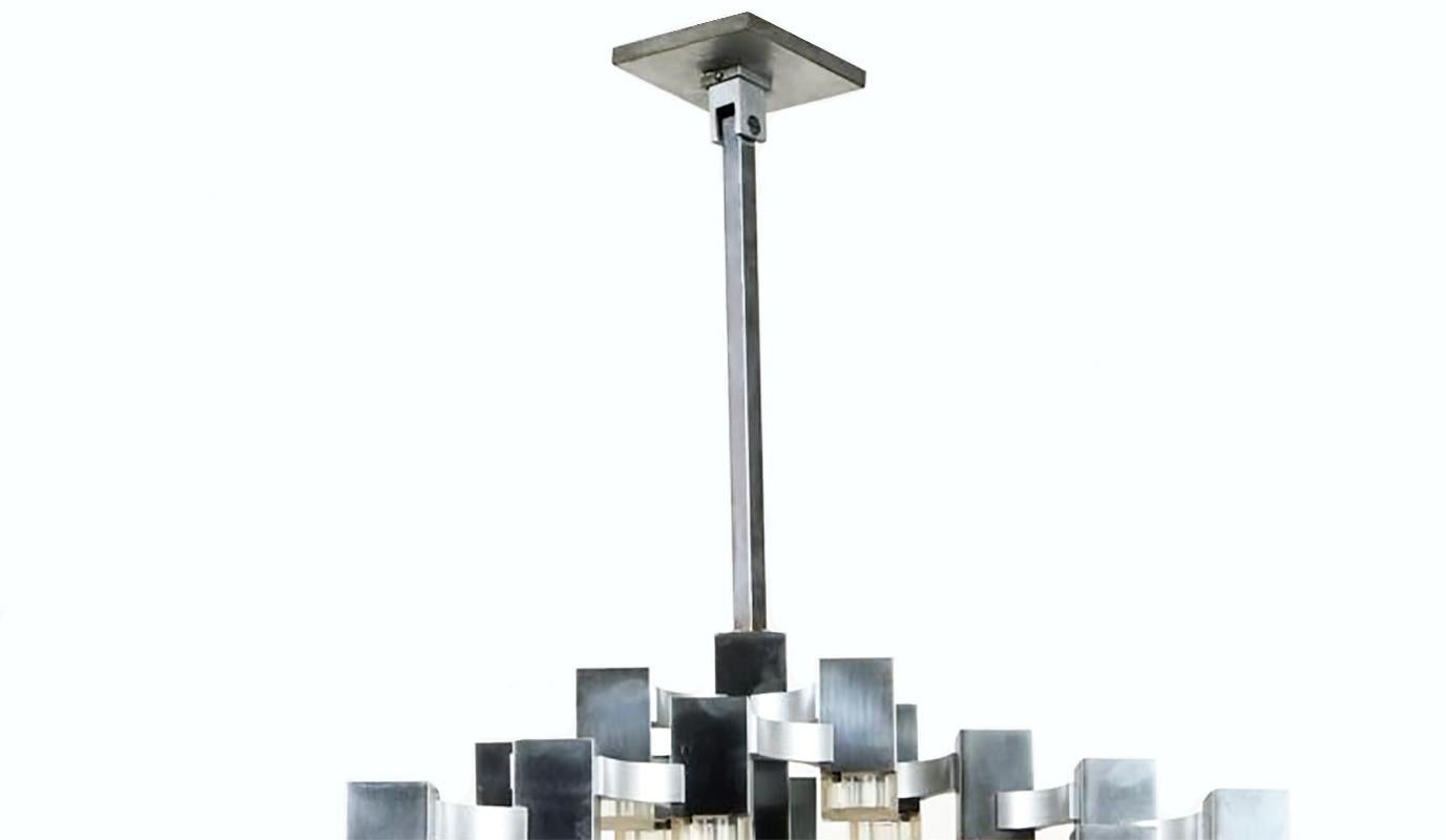 Late 20th Century Cubic 37-Light Ceiling Fixture by Gaetano Sciolari