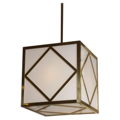 Cubic Art Nouveau Style Glass Chandelier for the Vienna Concerthall, Re Edition