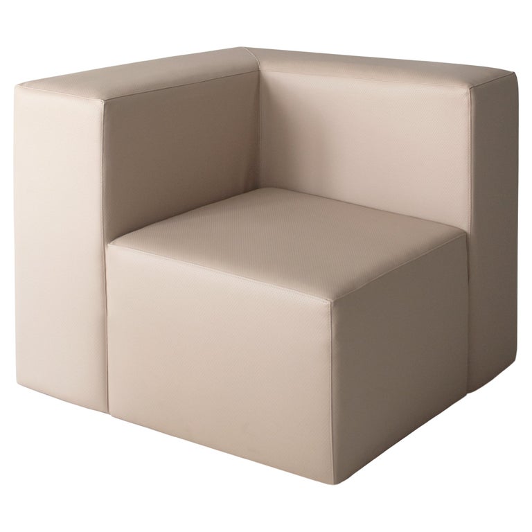 Cubic Beige Marine Leather Seat / Armchair/ Sofa For Sale